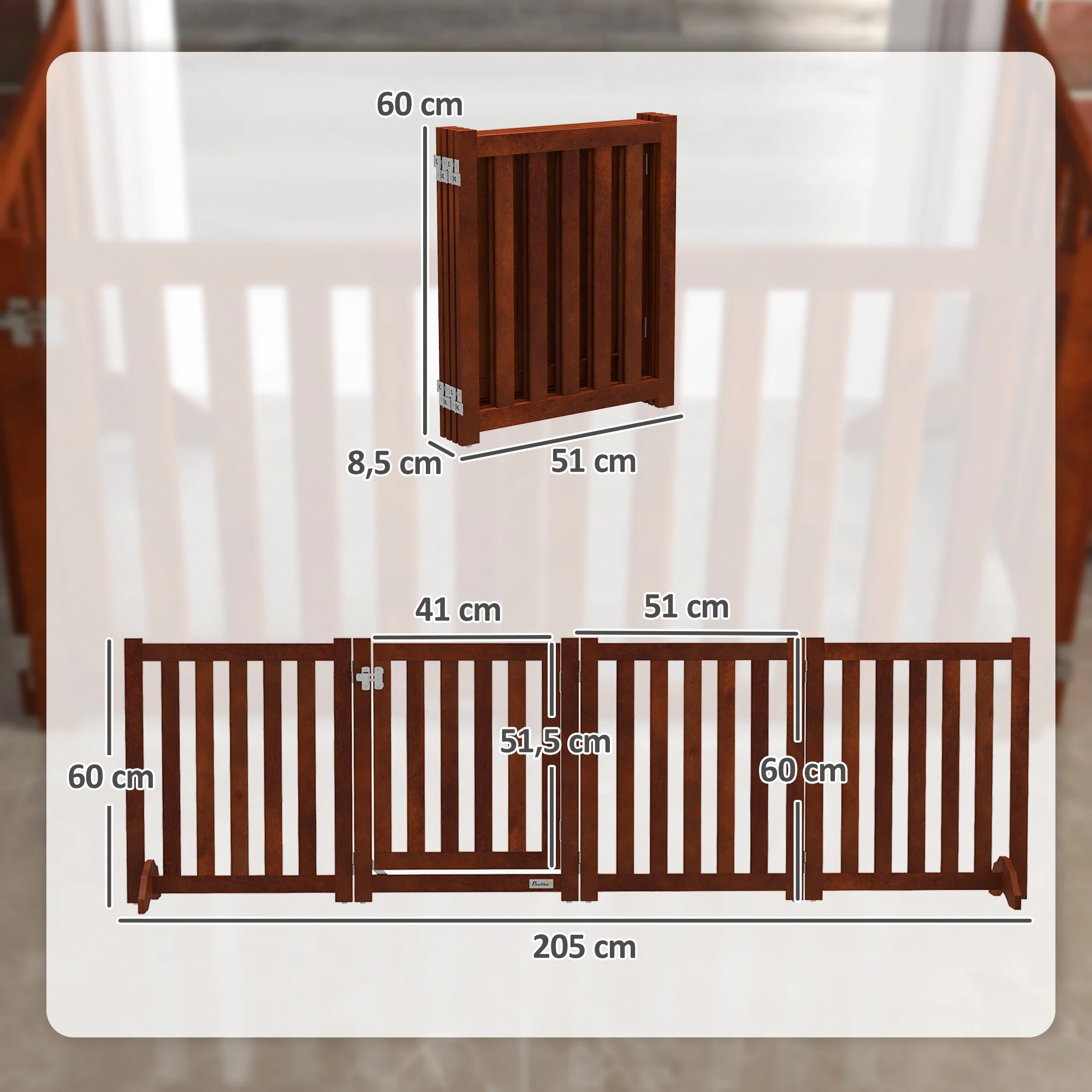 Pawhut Barrera De Seguridad Para Perros Plegable 205x30x60 Cm Con Soporte De Pie - Image 3