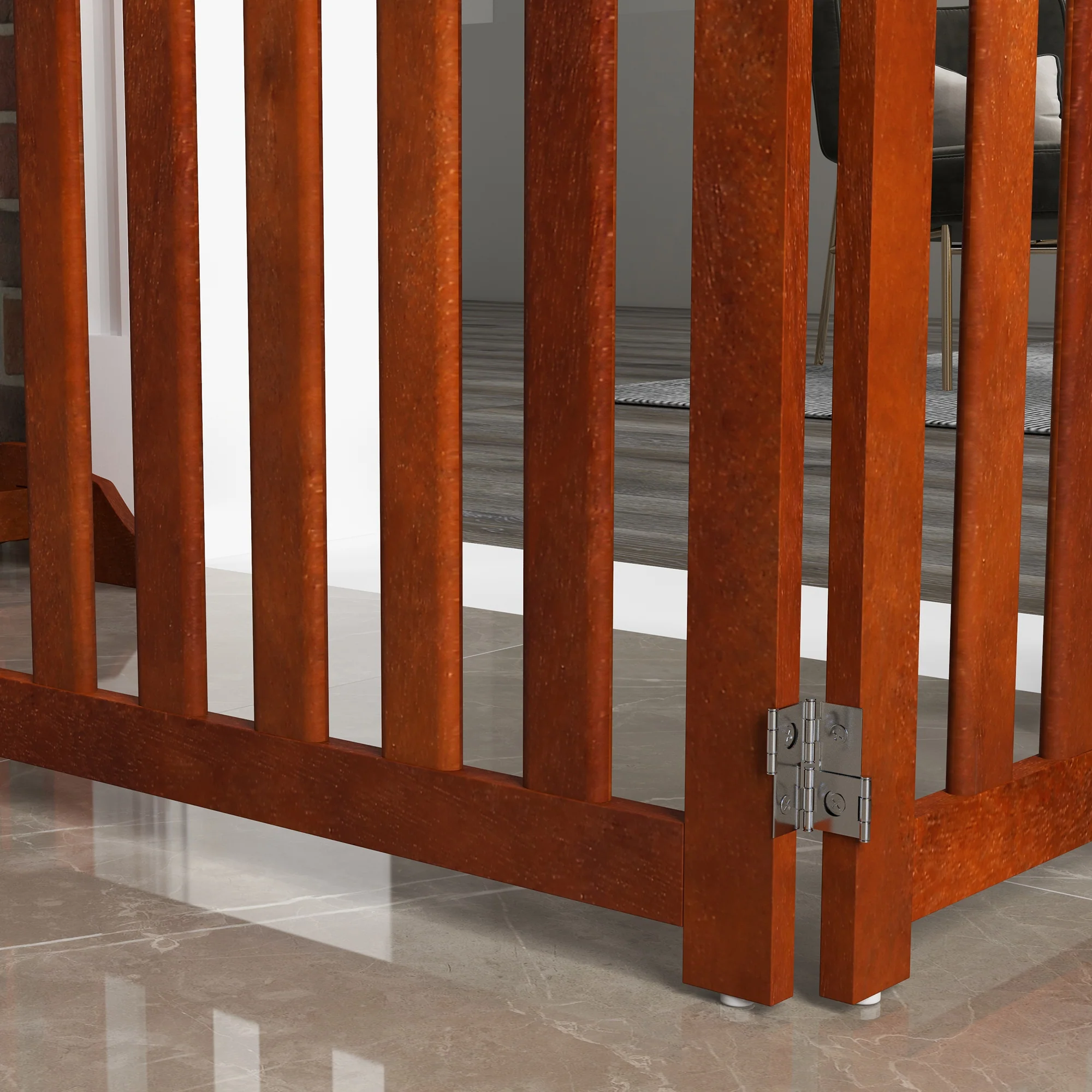 Pawhut Barrera De Seguridad Para Perros Plegable 205x30x60 Cm Con Soporte De Pie - Image 4