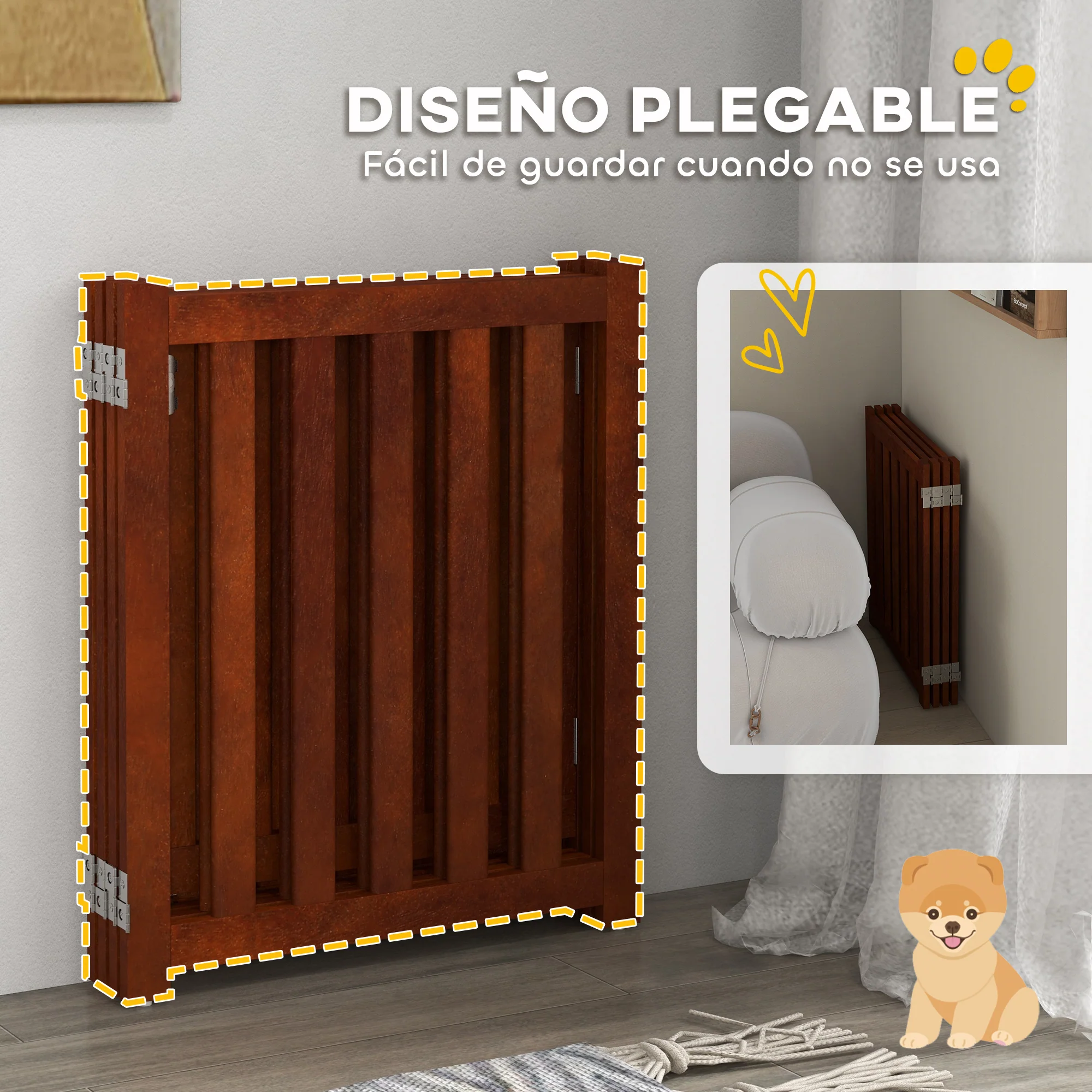 Pawhut Barrera De Seguridad Para Perros Plegable 205x30x60 Cm Con Soporte De Pie - Image 6
