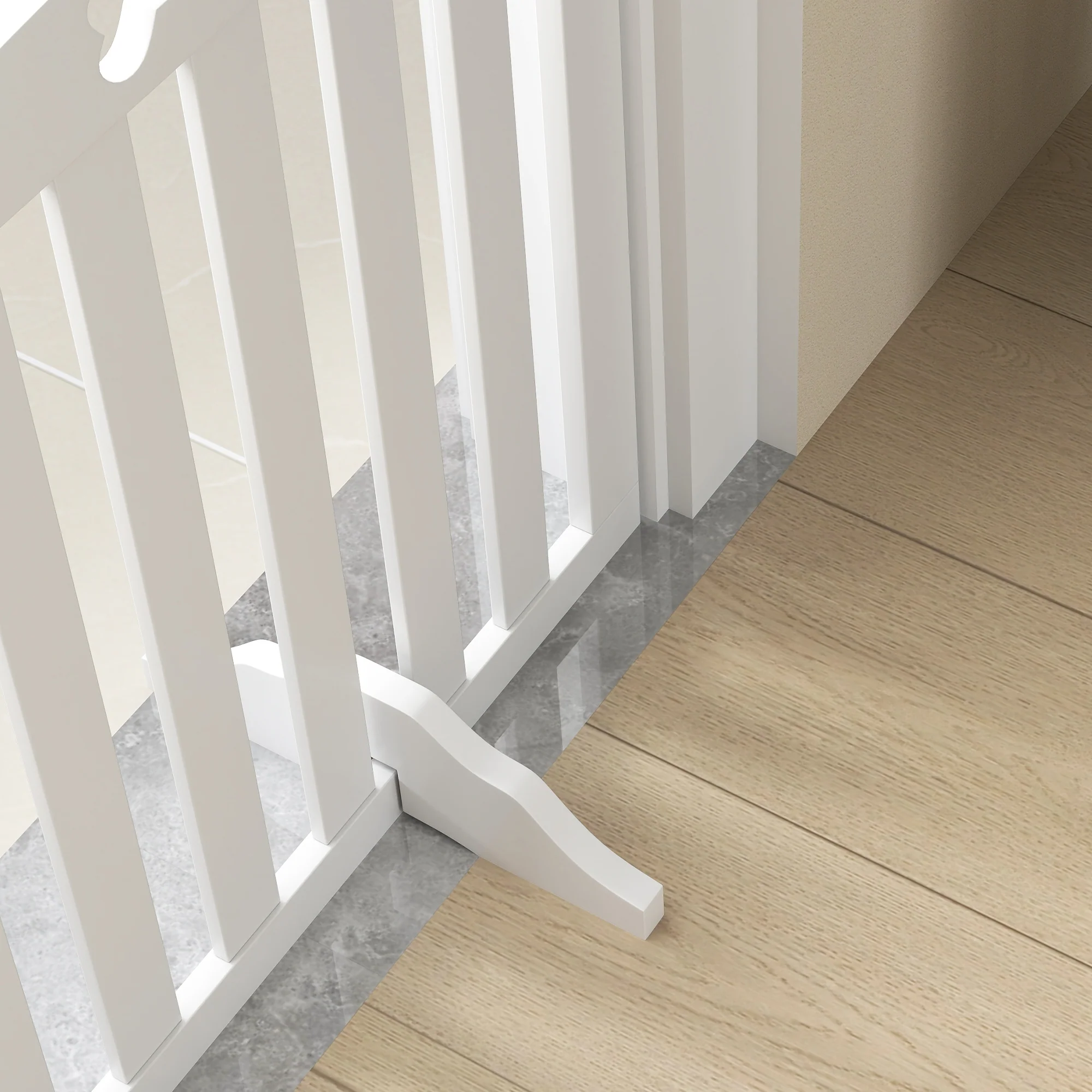Pawhut Barrera De Seguridad Para Perros Plegable Con Pies Extraíbles Blanco - Image 5
