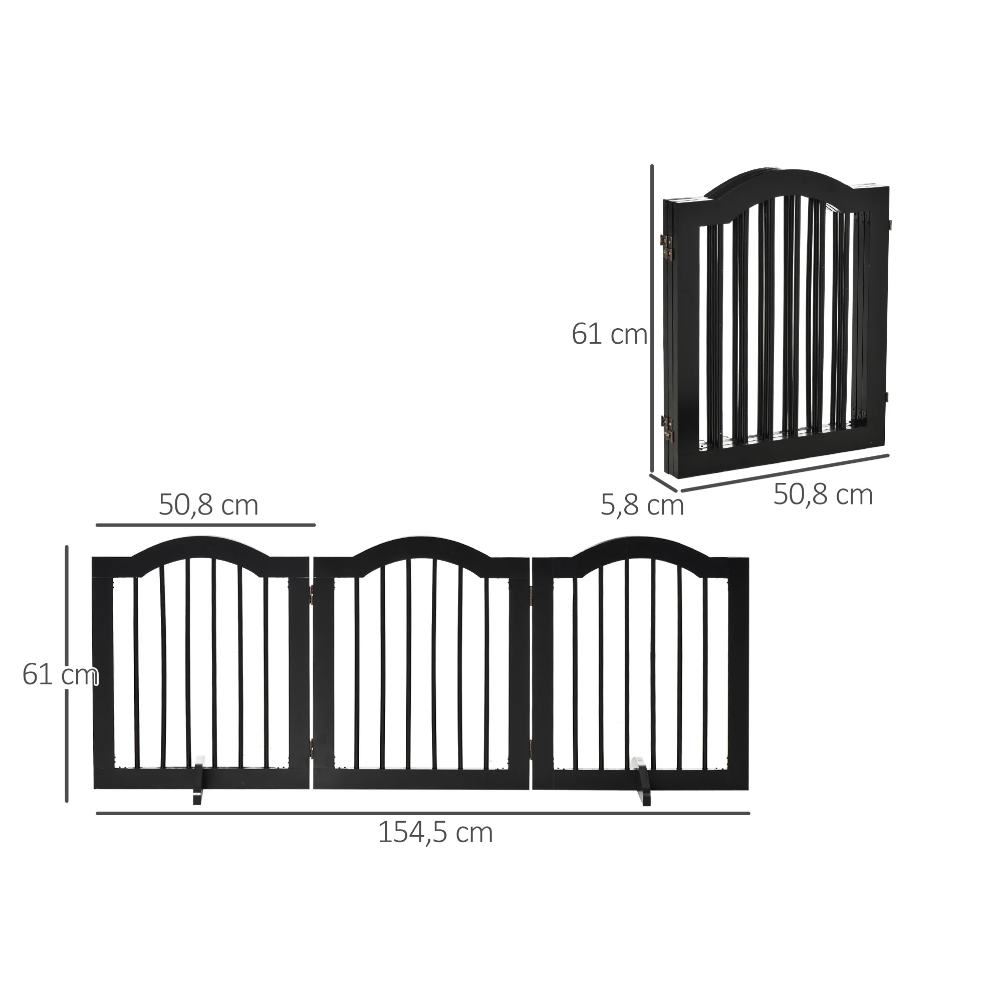 Pawhut Barrera De Seguridad Plegable De Perros Pequeños 154,5x29,5x61 Cm Negro - Image 3