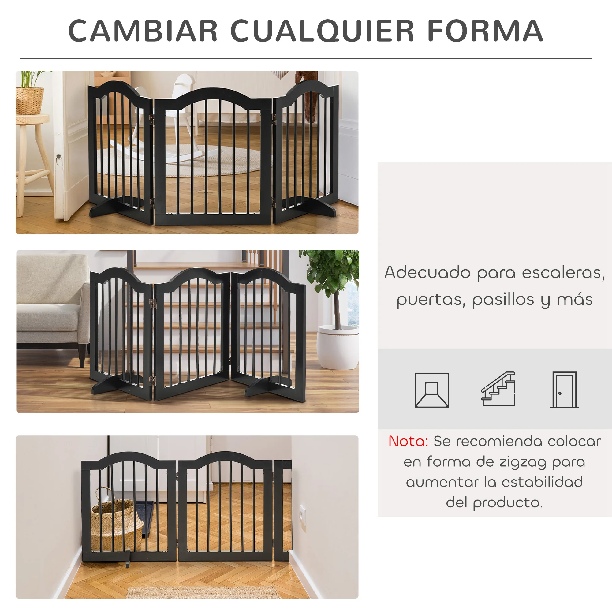 Pawhut Barrera De Seguridad Plegable De Perros Pequeños 154,5x29,5x61 Cm Negro - Image 4