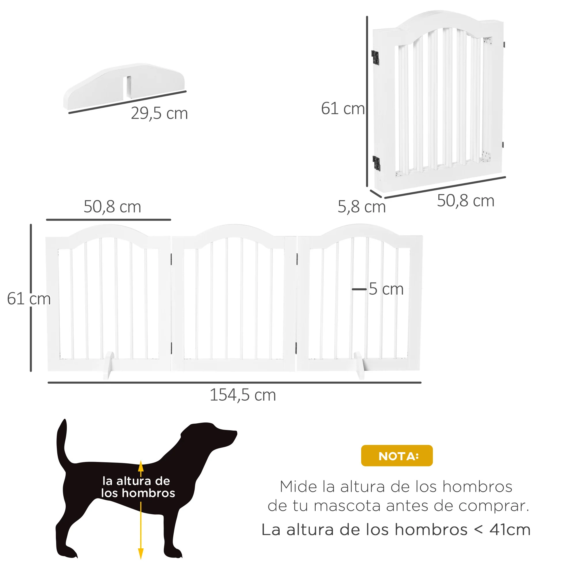 Pawhut Barrera De Seguridad Plegable De Perros Pequeños Con 2 Soportes - Image 3