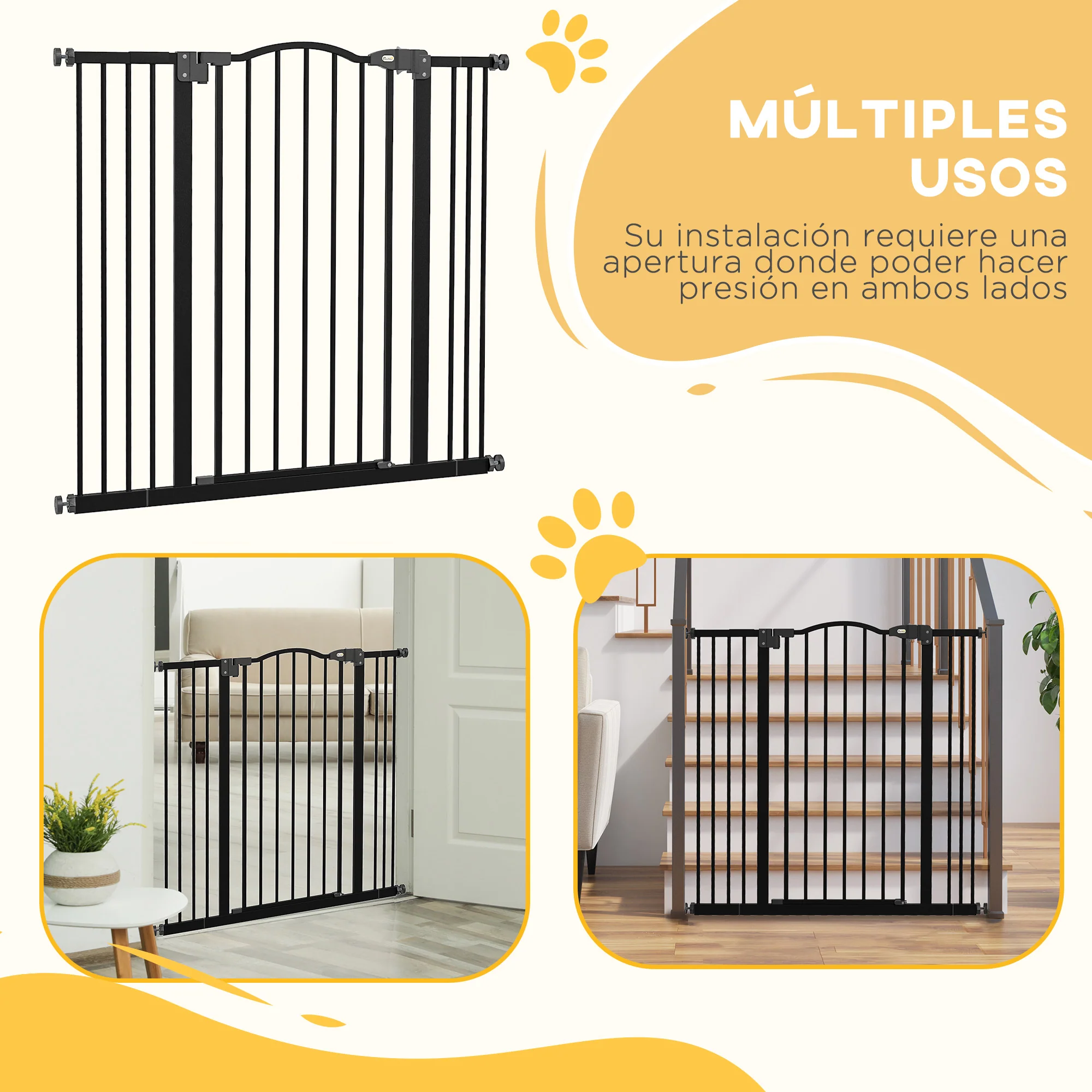 Pawhut Barrera Para Perros Con Ancho Ajustable 74-100 Cm Negro - Image 6