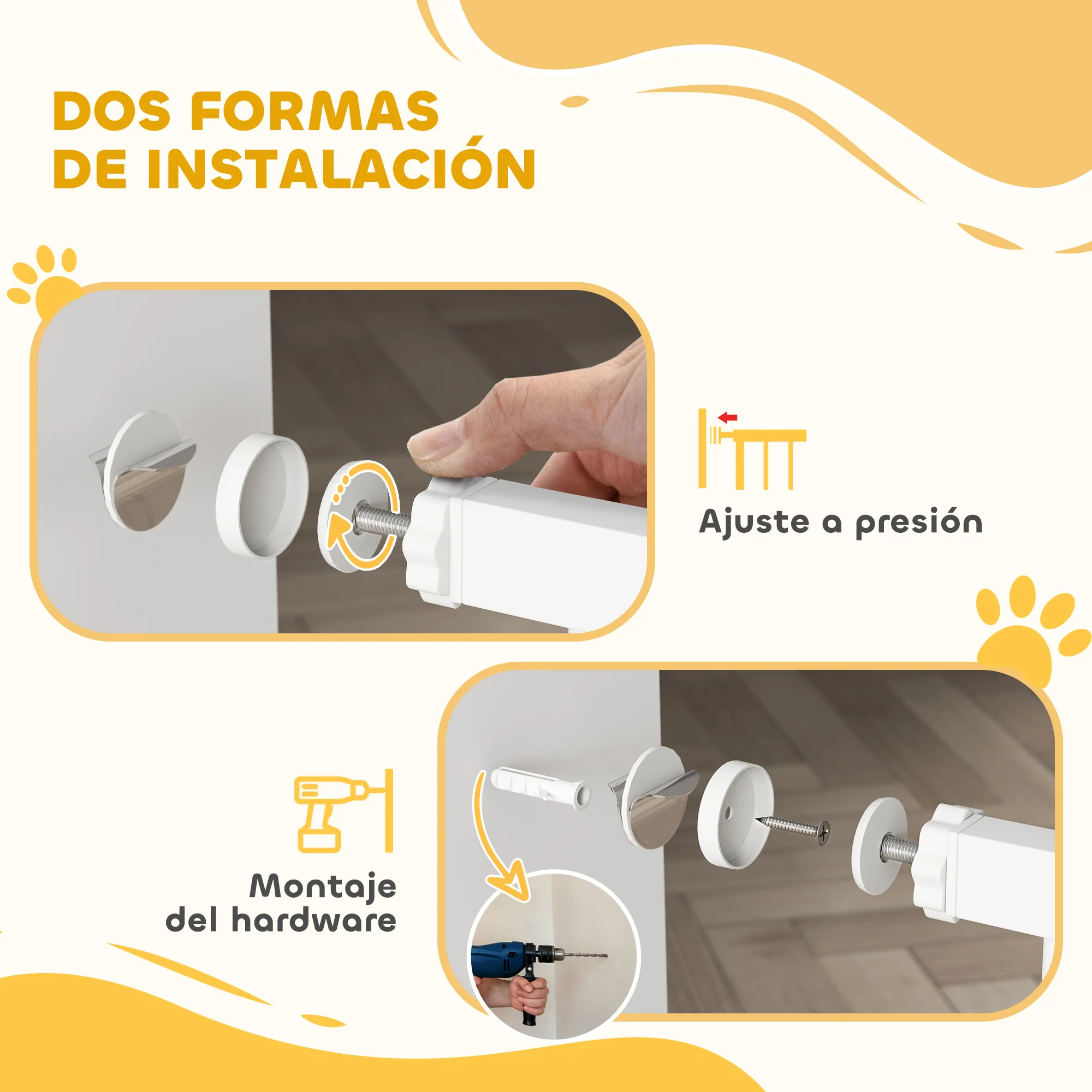 Pawhut Barrera Para Perros Con Ancho Ajustable 76-104 Cm 2 Extensiones Blanco - Image 6