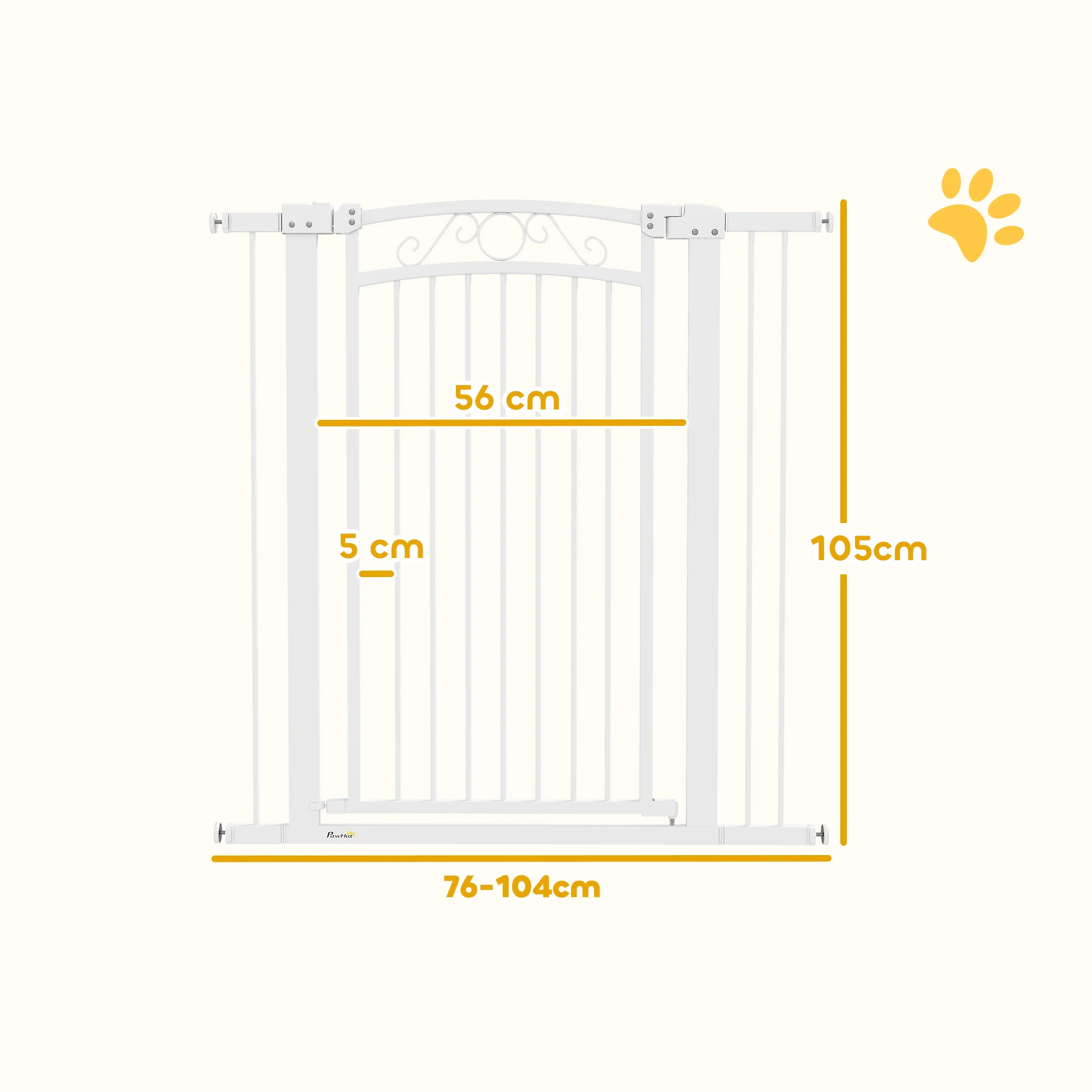 Pawhut Barrera Para Perros Con Ancho Ajustable 76-104 Cm 2 Extensiones Blanco - Image 3