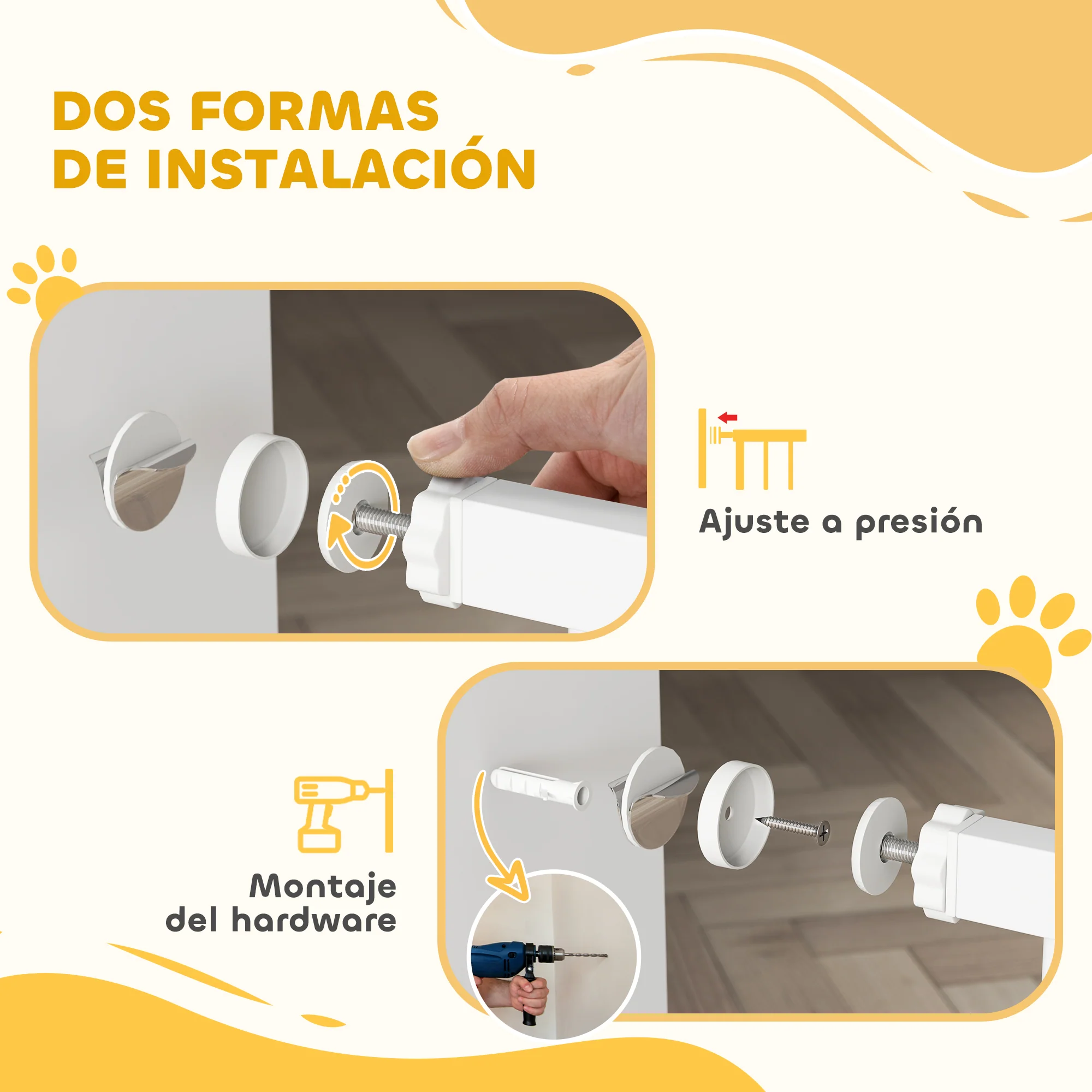 Pawhut Barrera Para Perros Con Ancho Ajustable 76-104 Cm 2 Extensiones Blanco - Image 6