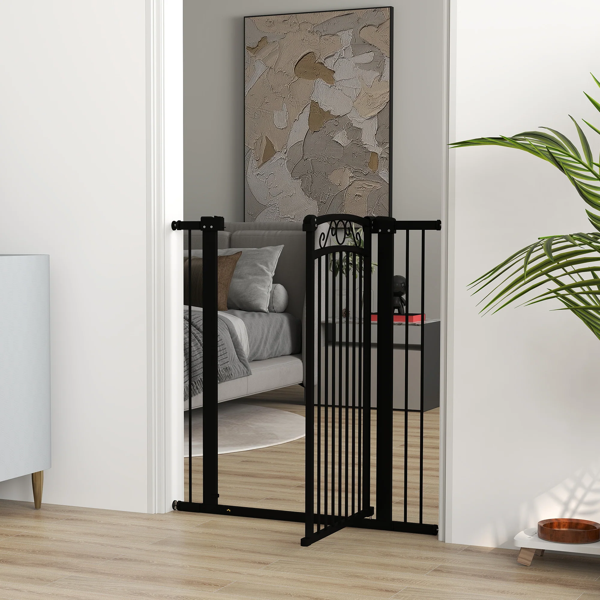 Pawhut Barrera Para Perros Con Ancho Ajustable 76-104 Cm 2 Extensiones Negro - Image 5