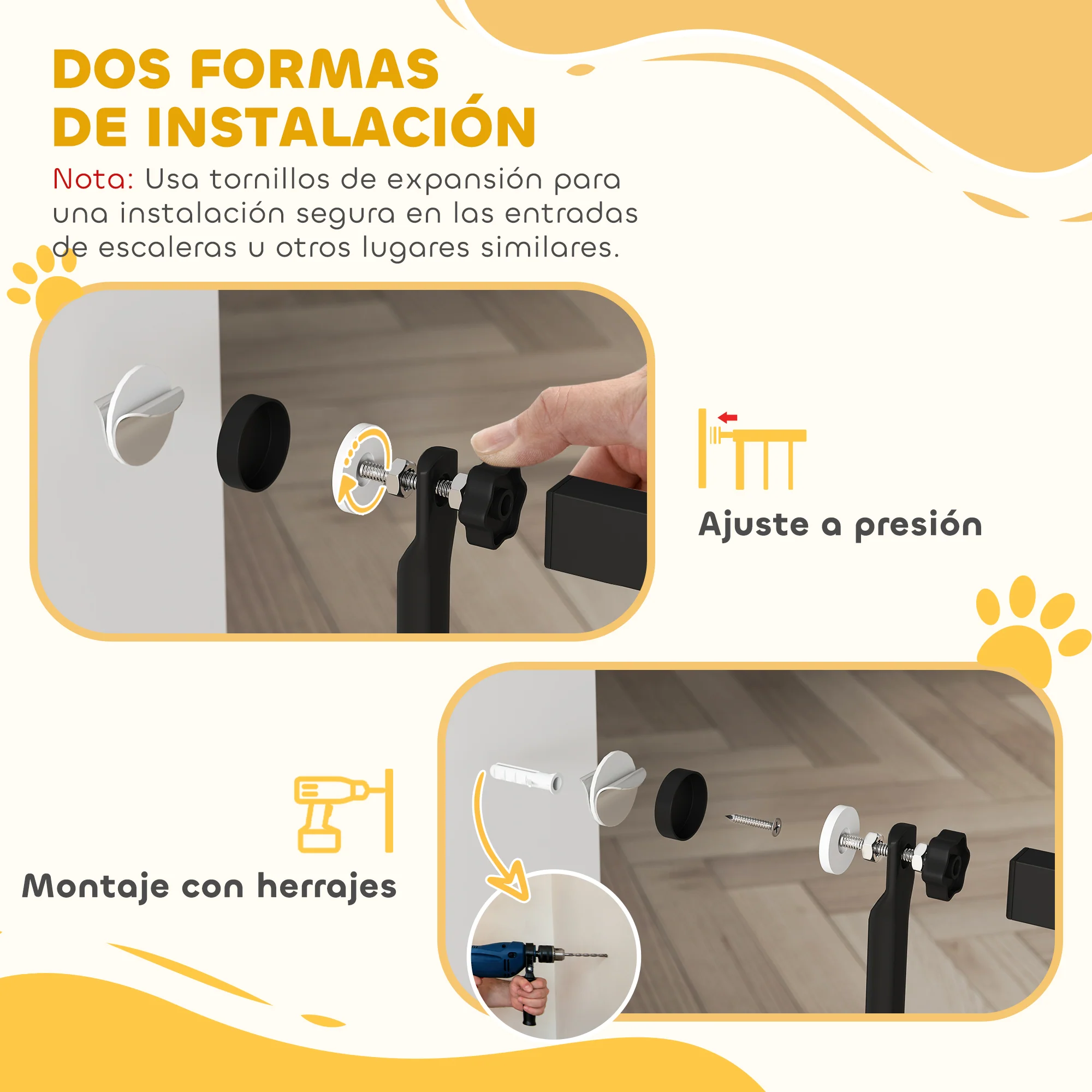 Pawhut Barrera Para Perros Con Ancho Ajustable 77-104 Cm Con Extensiones Negro - Image 6