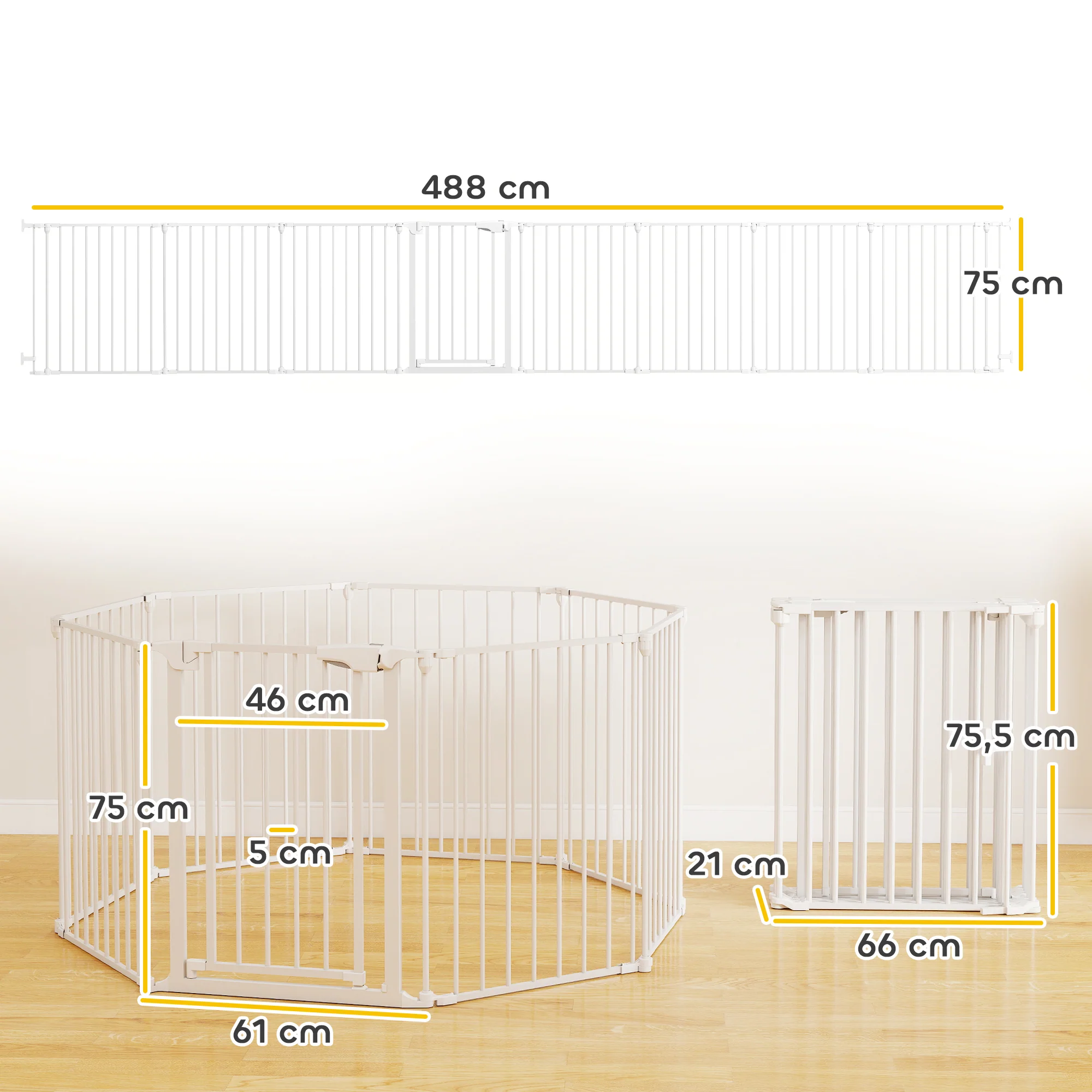 Pawhut Barrera Para Perros Plegable Puerta Con Cierre Doble Blanco - Image 3