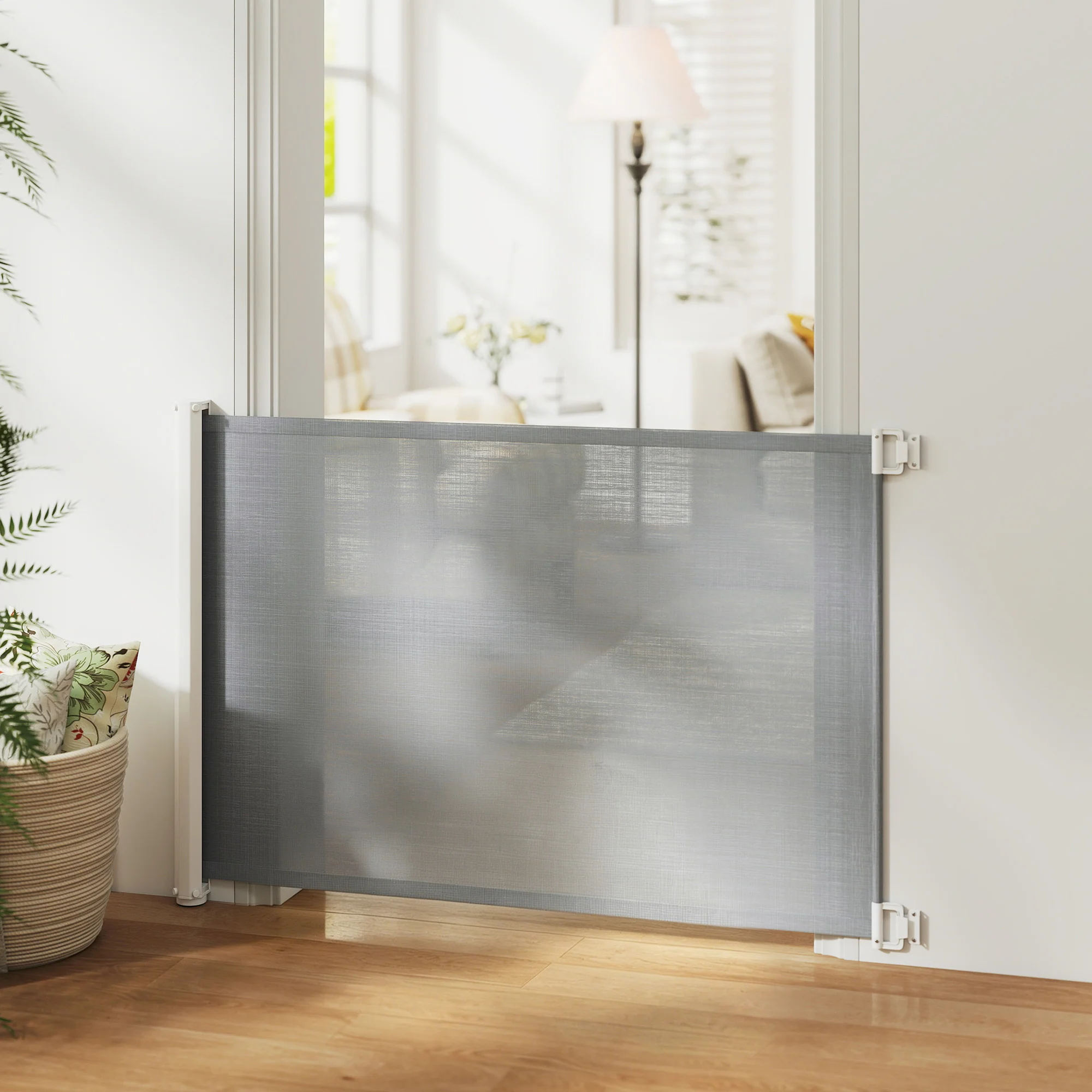 Pawhut Barrera Seguridad Para Perros Para Escaleras Y Puertas 5,5-115x5,5x82,5cm - Image 2