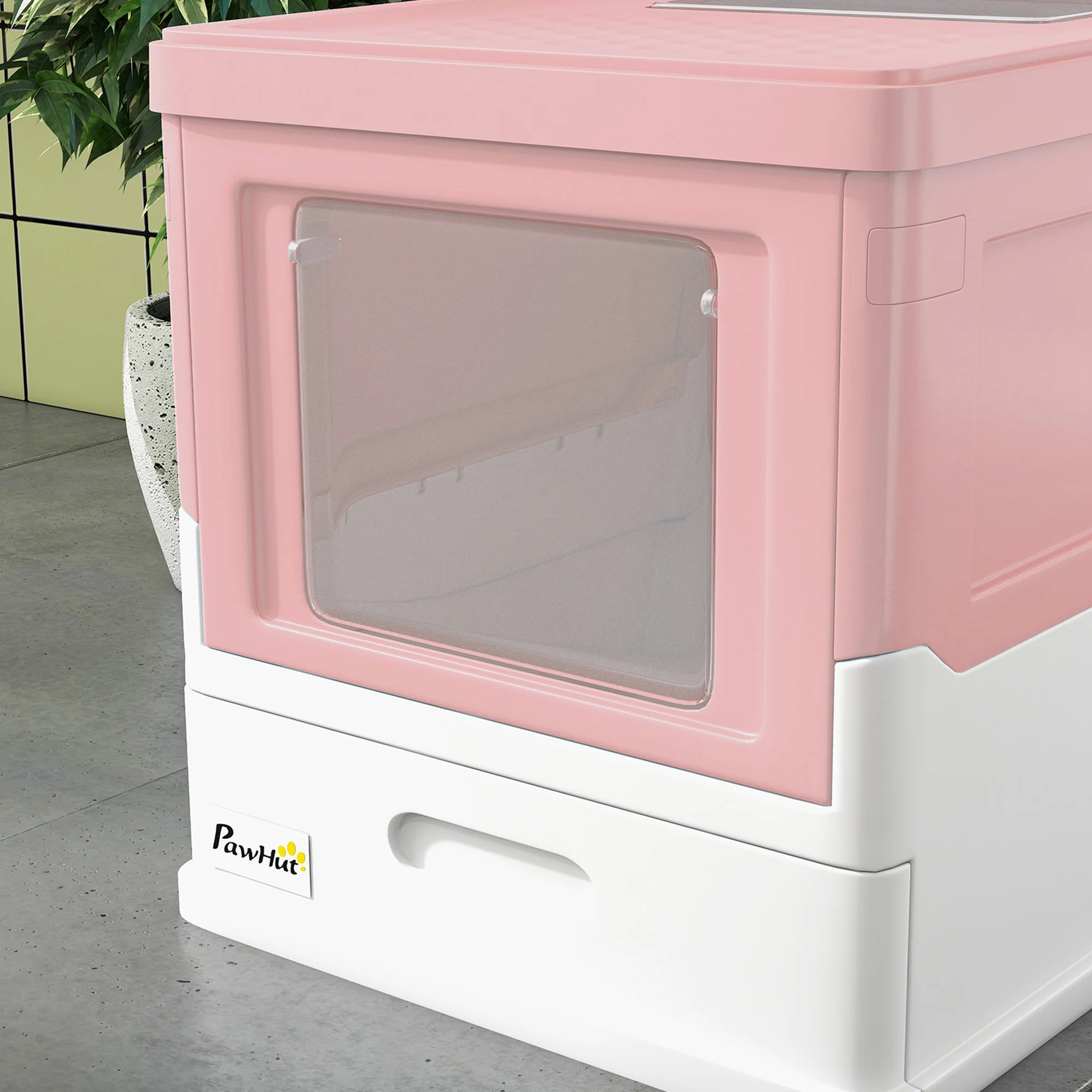 Pawhut Caja Arena Plegable Para Gatos Con Cubierta Desmontable 47,5x35,5x36,7 Cm - Image 5