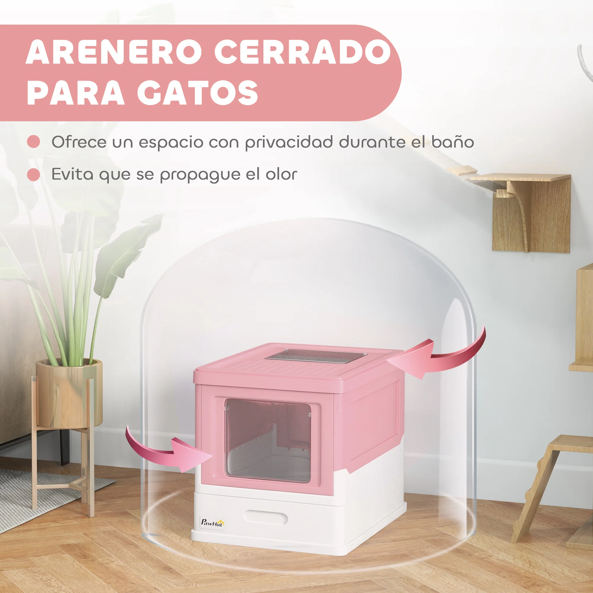 Pawhut Caja Arena Plegable Para Gatos Con Cubierta Desmontable 47,5x35,5x36,7 Cm - Image 6