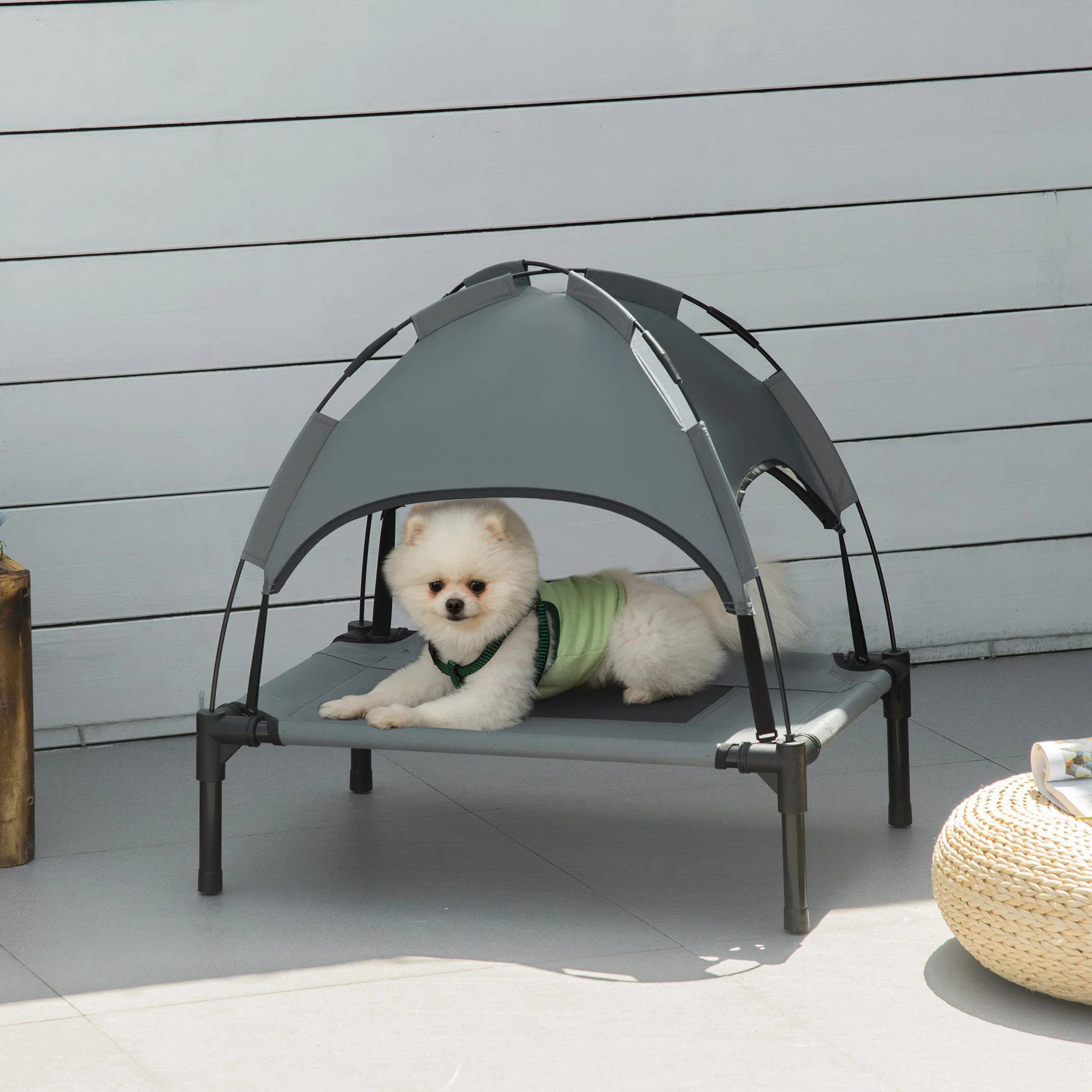 Pawhut Cama Elevada Para Mascotas Portátil Con Toldo Extraíble Exterior - Image 2