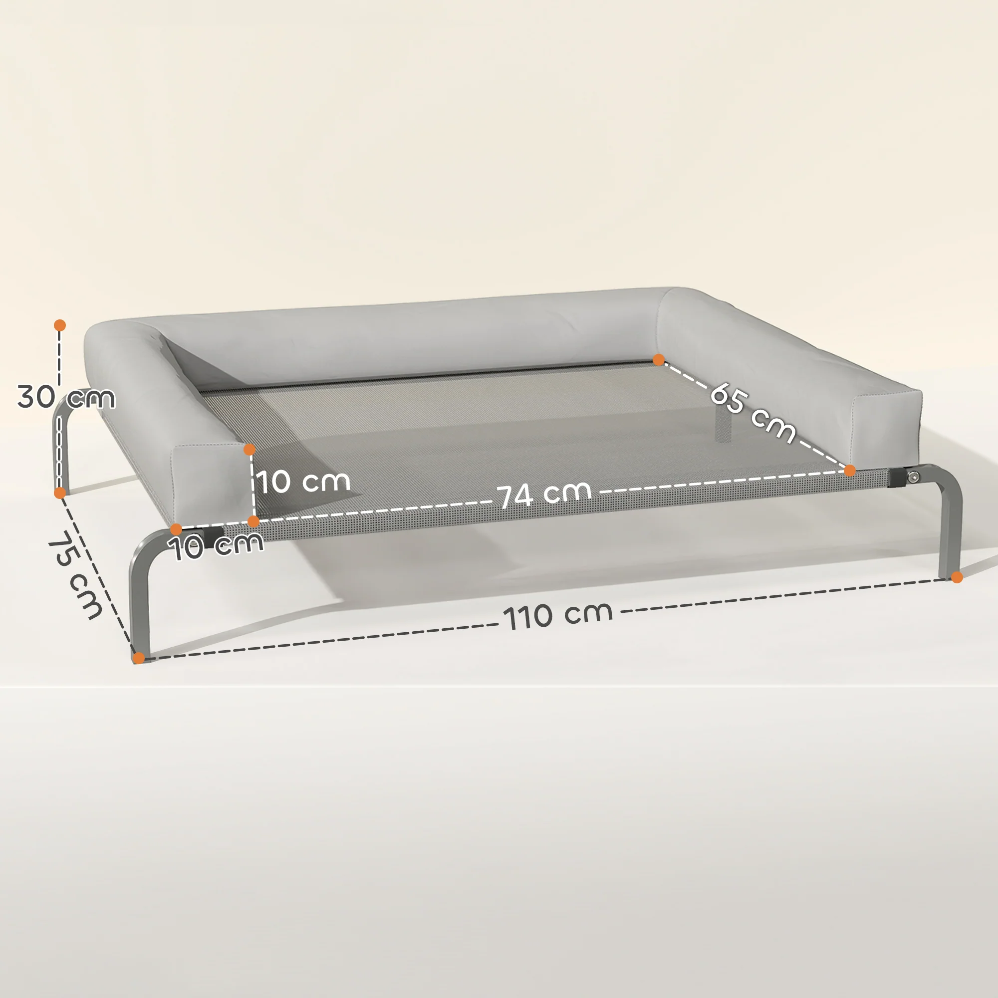 Pawhut Cama Elevada Para Perros Transpirable Con Refuerzos Extraíbles Gris Claro - Image 3