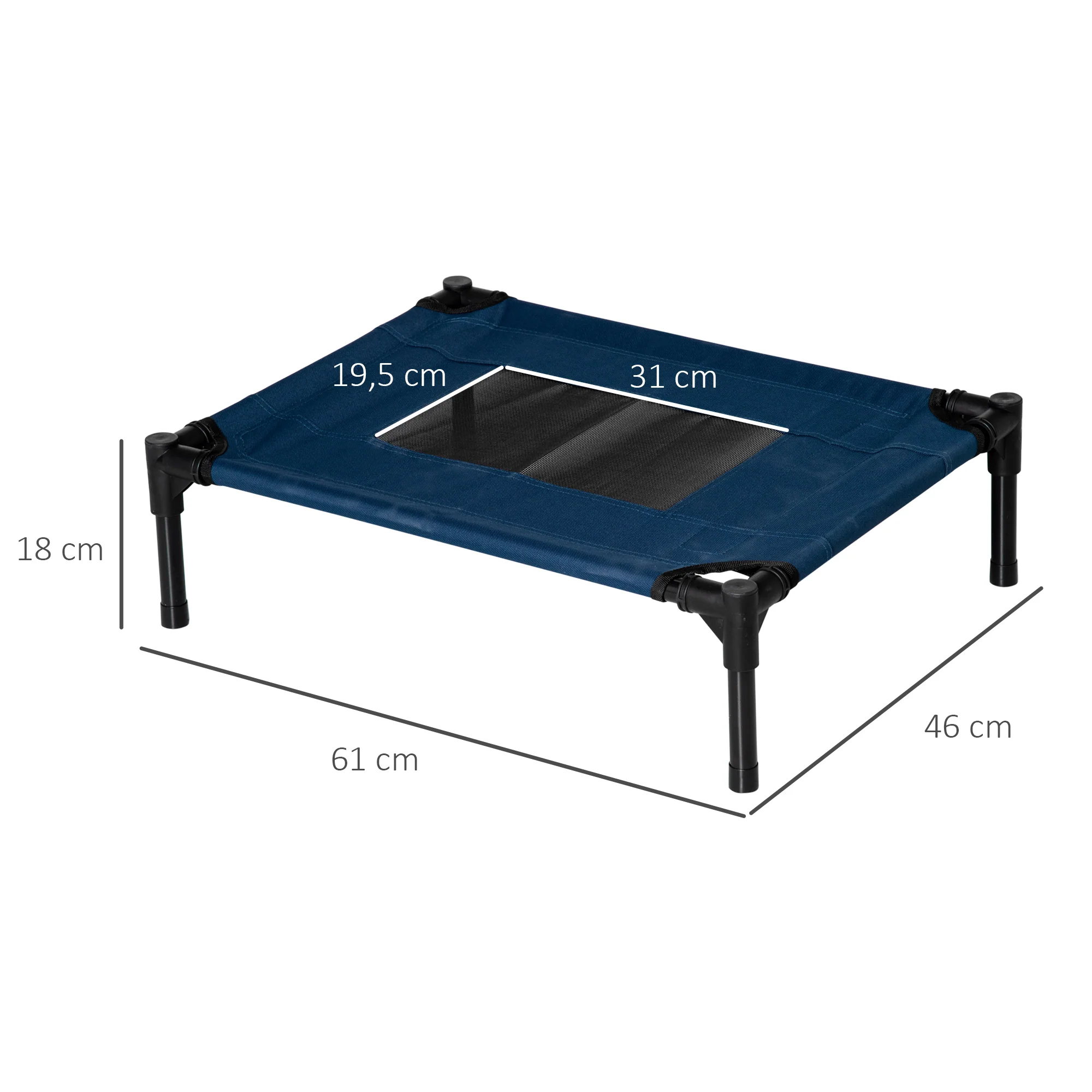 Pawhut Cama Elevada Perros Con Malla Transpirable Tela Oxford 61x46x18 Cm Azul - Image 3
