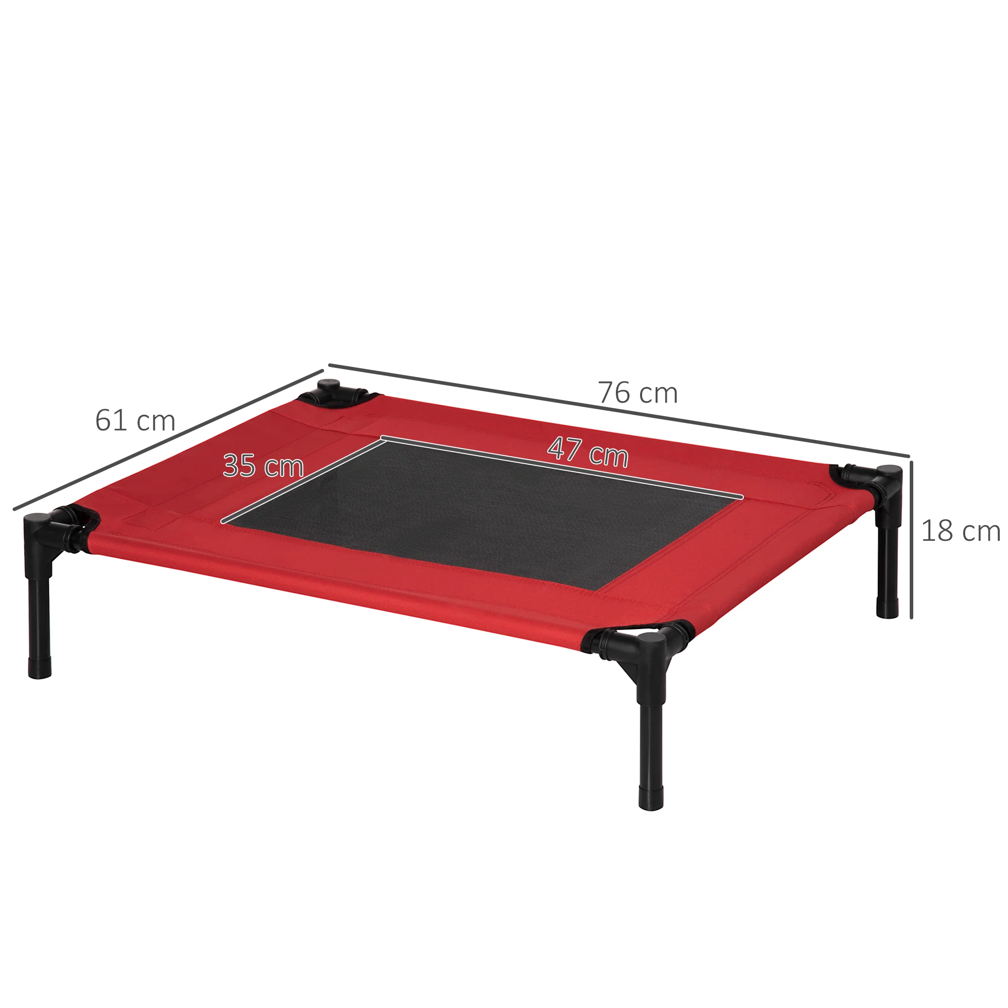 Pawhut Cama Elevada Perros Con Malla Transpirable Tela Oxford 76x61x18 Cm Rojo - Image 3
