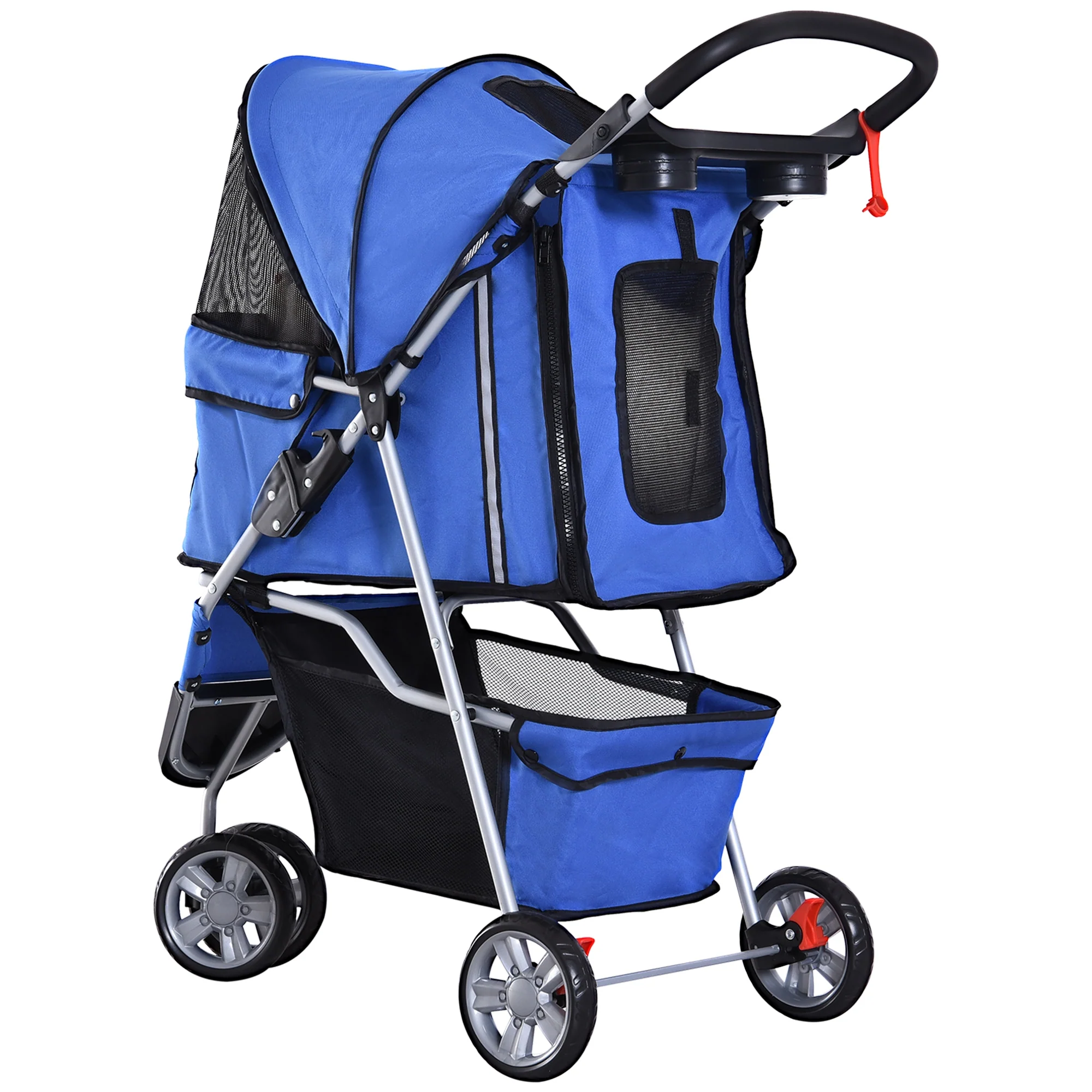 Pawhut Carrito Para Perros Plegable Con Cesta De Almacenaje 75x45x97 Cm Azul - Image 5