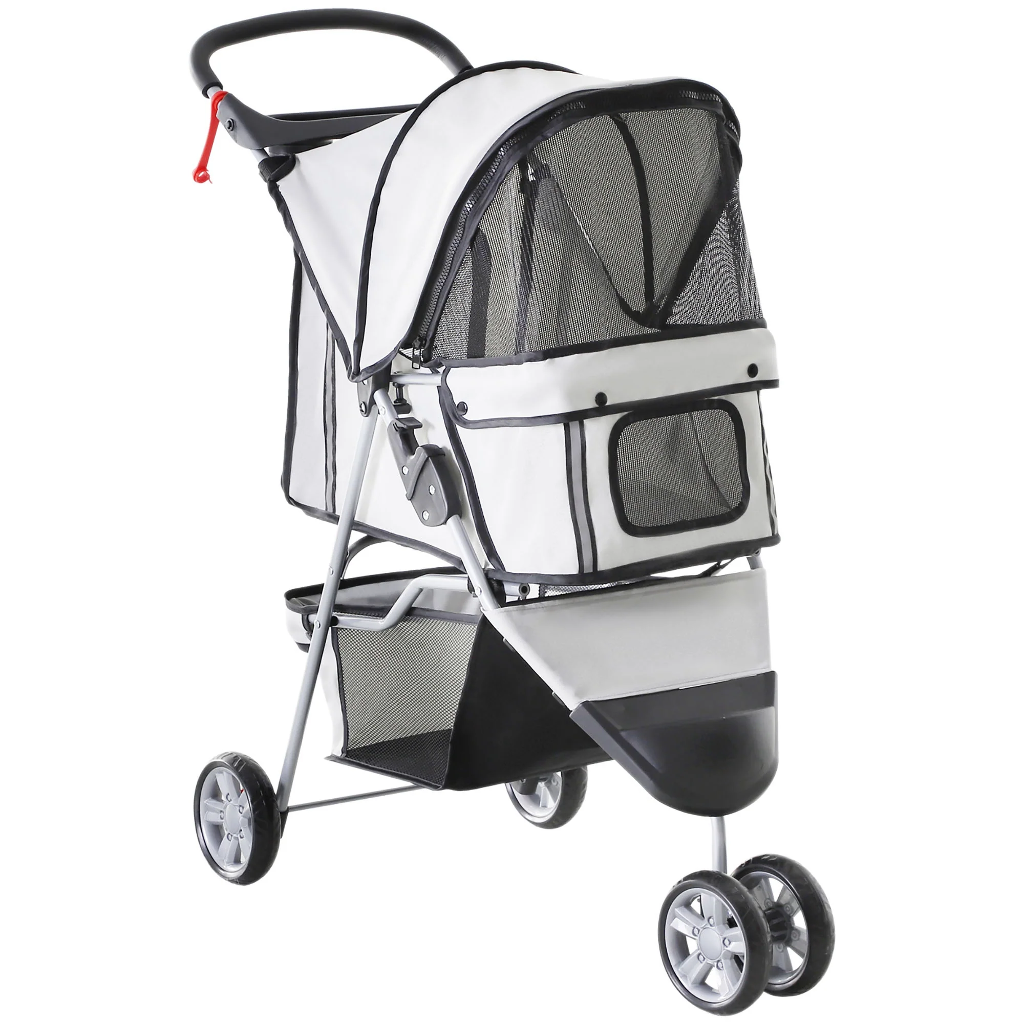 Pawhut Carrito Para Perros Plegable Con Cesta De Almacenaje 75x45x97 Cm Gris