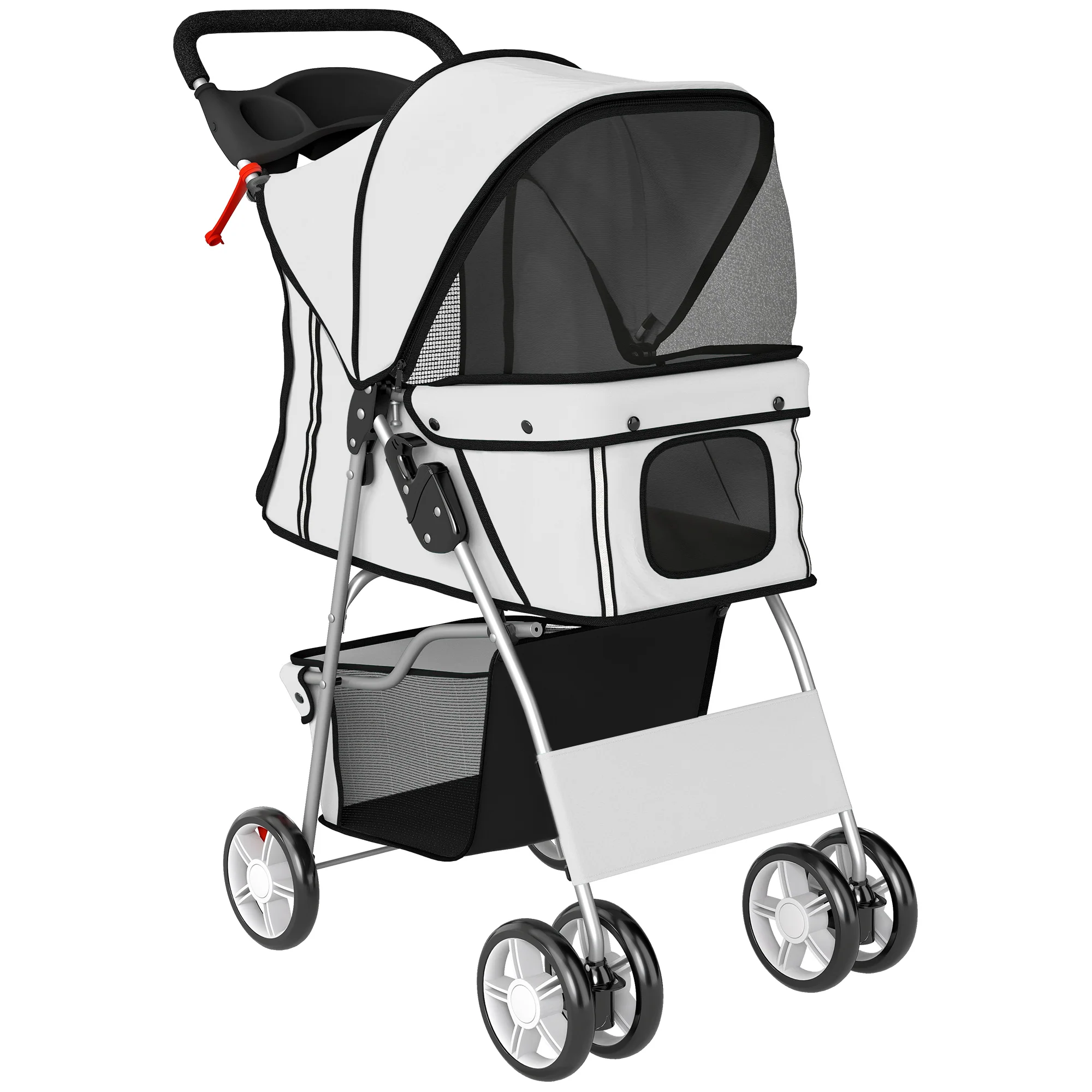 Pawhut Carrito Para Perros Plegable Con Cesta De Almacenaje 77x44x102 Cm Gris