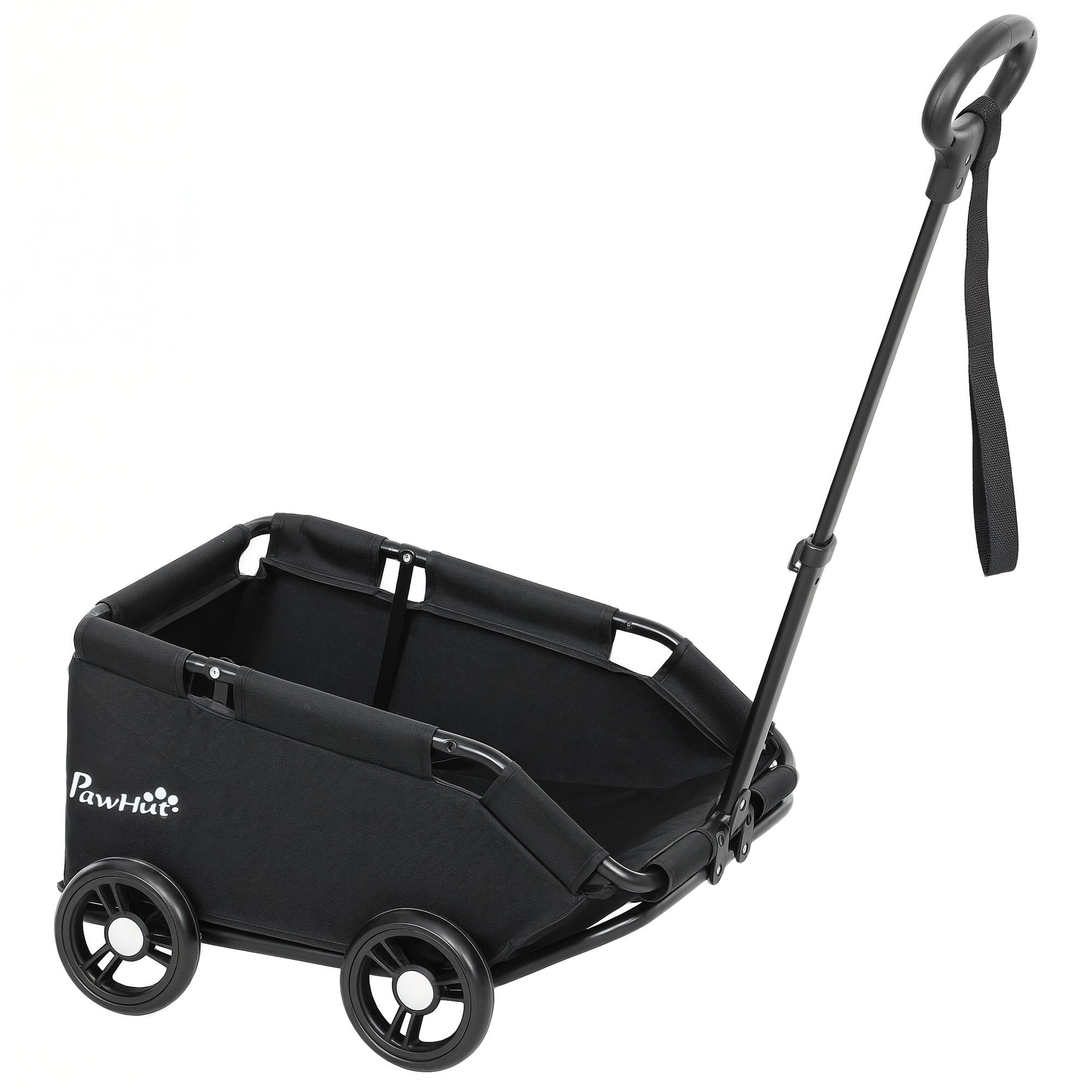 Pawhut Carrito Para Perros Plegable Con Mango Ajustable Diseño Abierto Negro