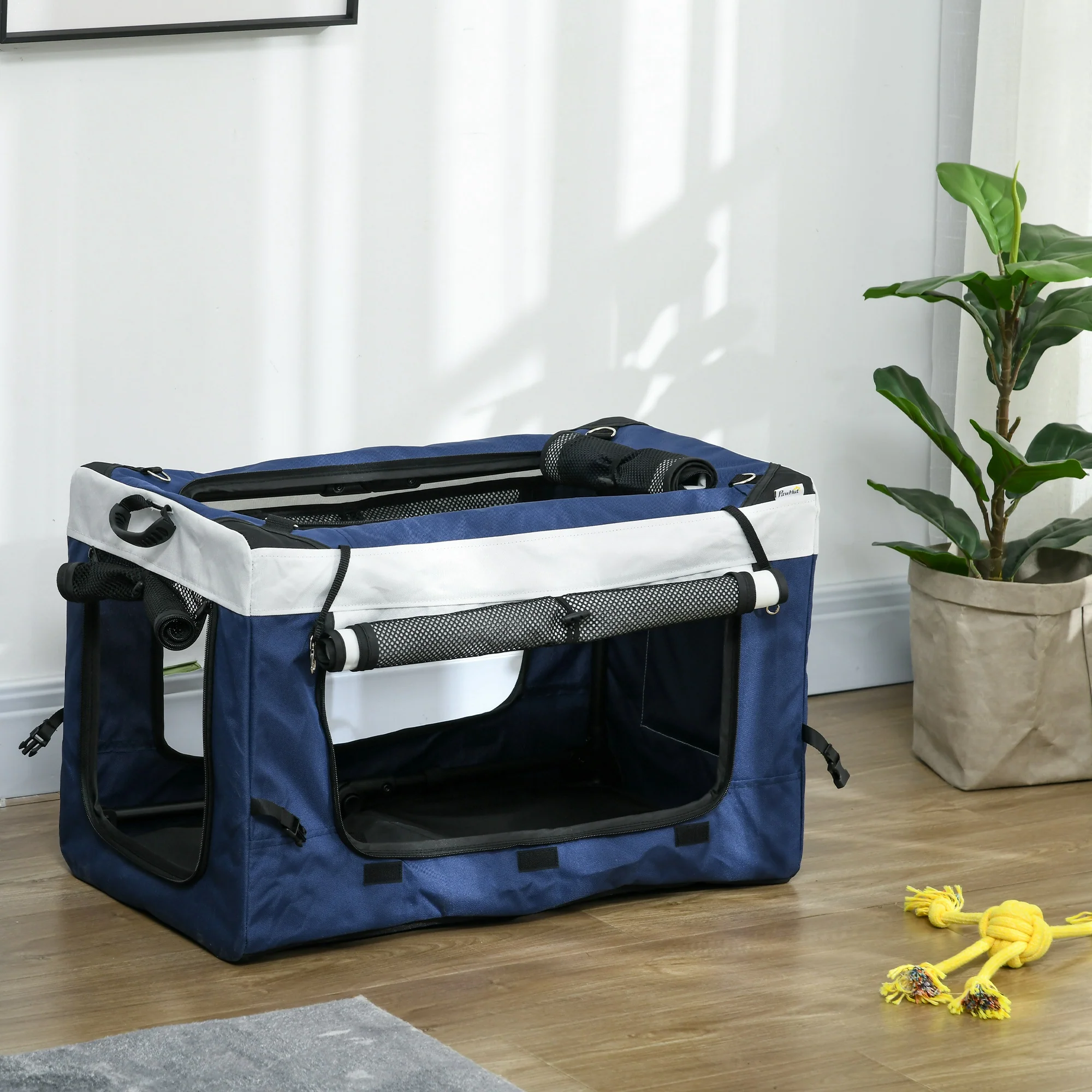 Pawhut Carrito Para Perros Plegable Con Vagón Desmontable Y Cojín Azul - Image 4