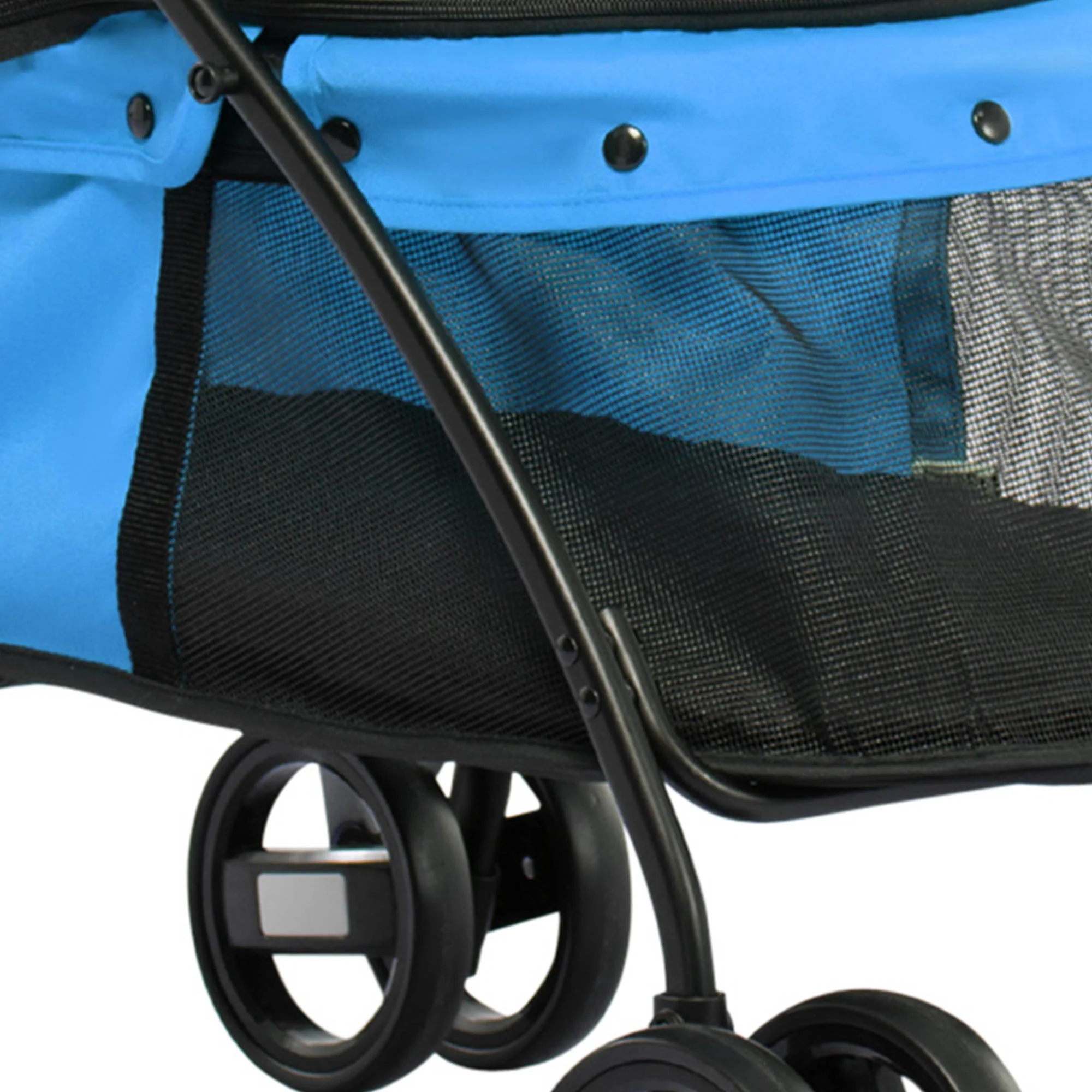 Pawhut Carrito Para Perros Plegable Con Ventanas De Malla Cojín Lavable Azul - Image 5
