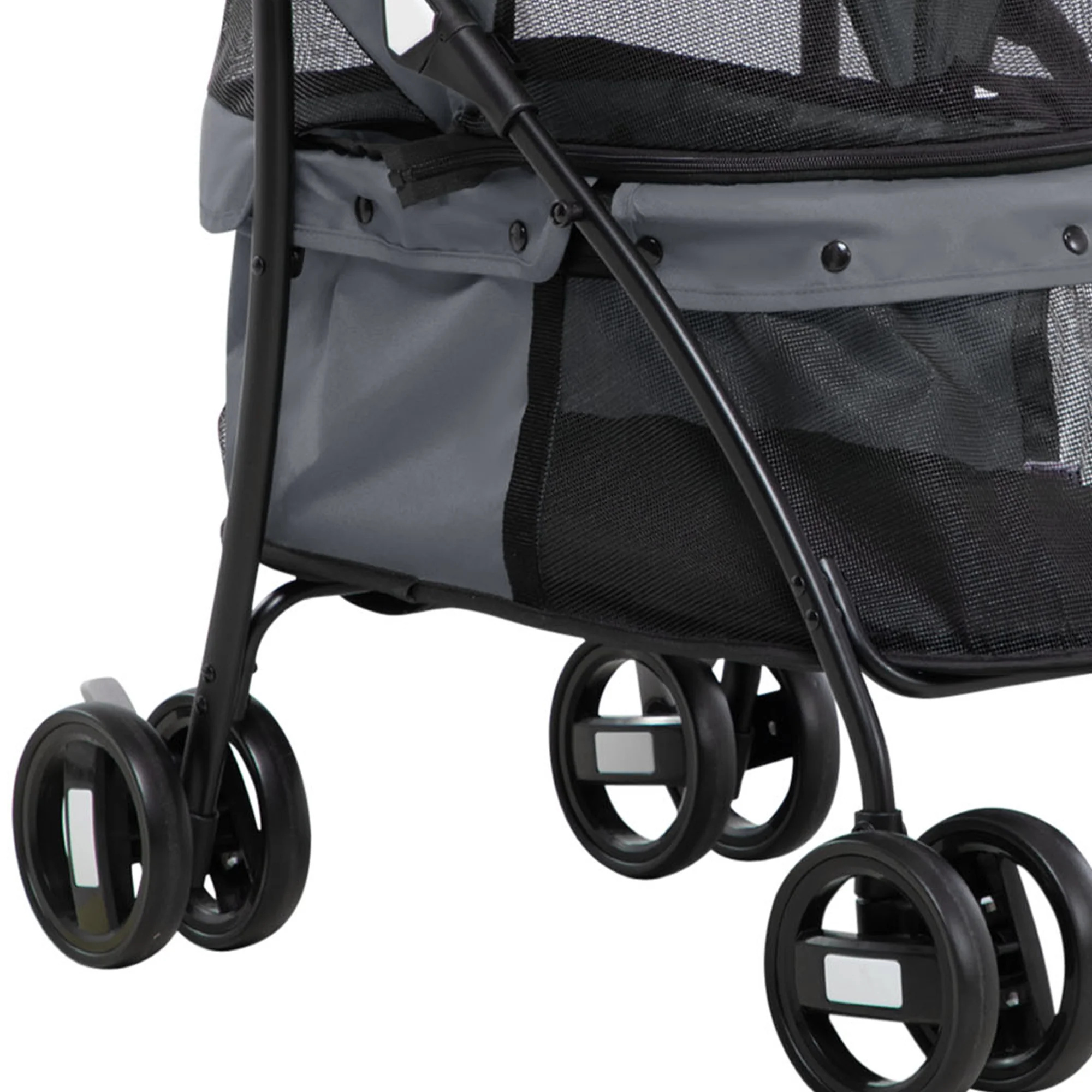 Pawhut Carrito Para Perros Plegable Con Ventanas De Malla Cojín Lavable Gris - Image 4