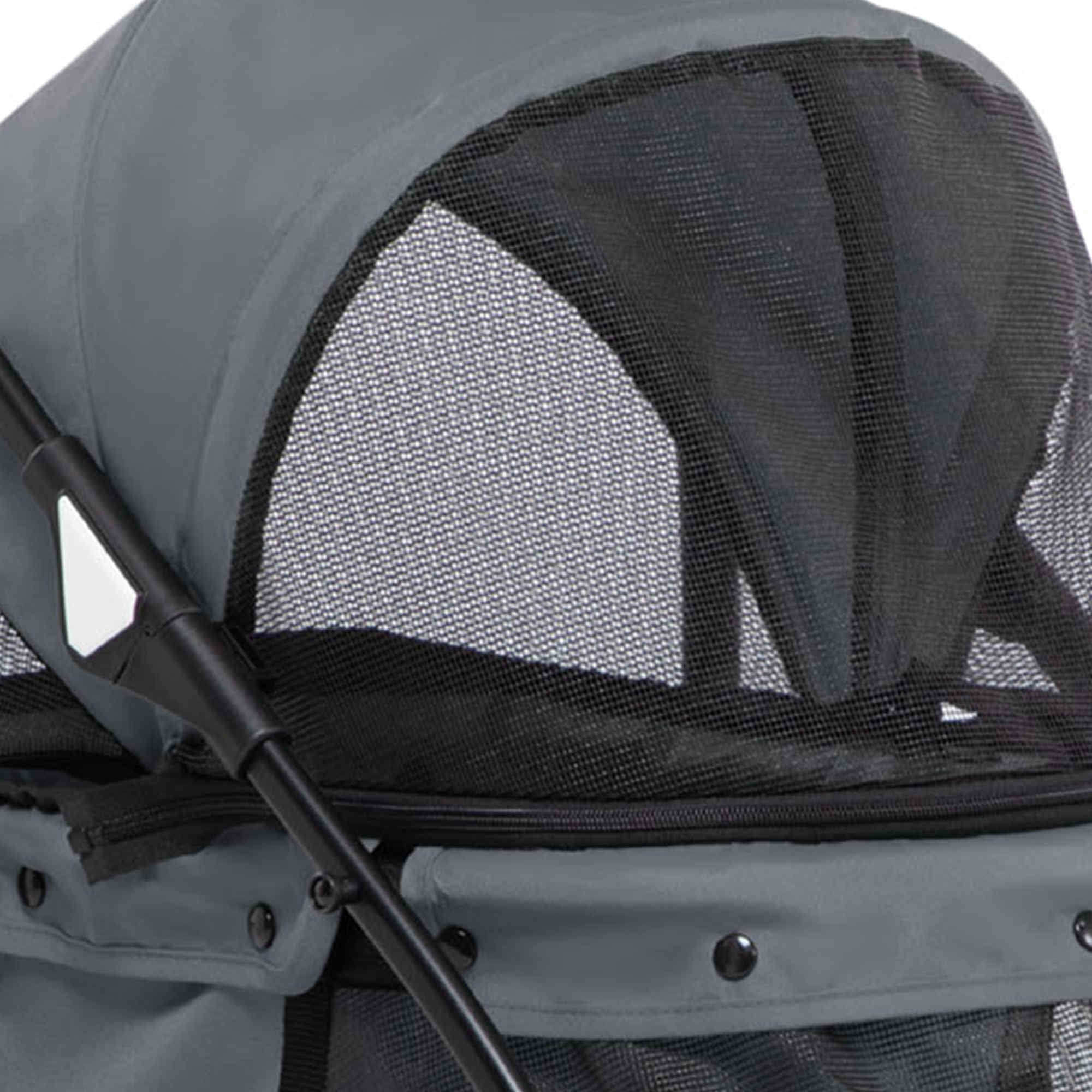 Pawhut Carrito Para Perros Plegable Con Ventanas De Malla Cojín Lavable Gris - Image 5