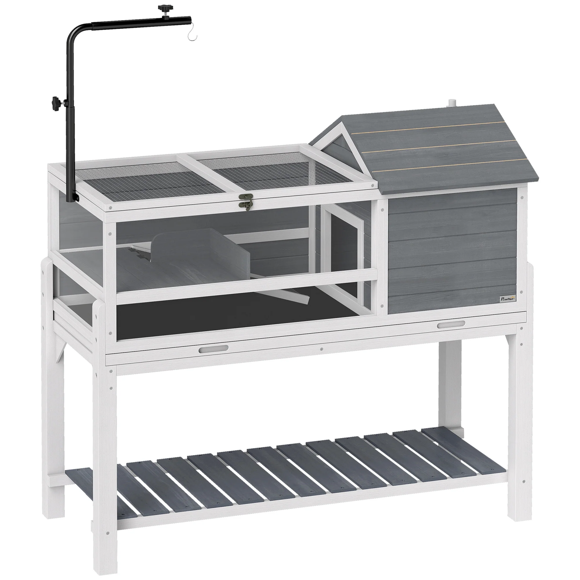 Pawhut Casa Para Tortugas De Madera Con Soporte Para Lámpara Y Techos Abatibles