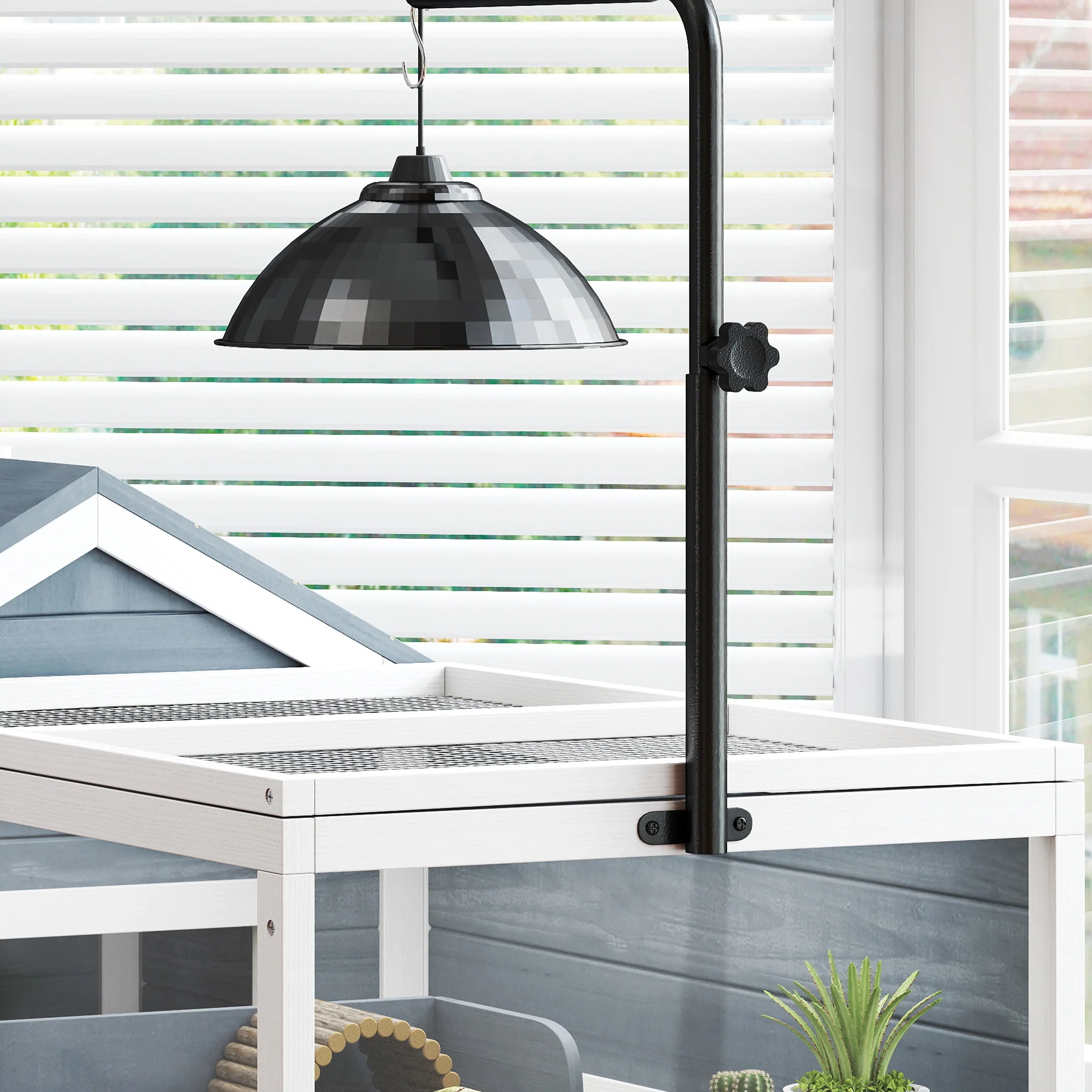 Pawhut Casa Para Tortugas De Madera Con Soporte Para Lámpara Y Techos Abatibles - Image 5