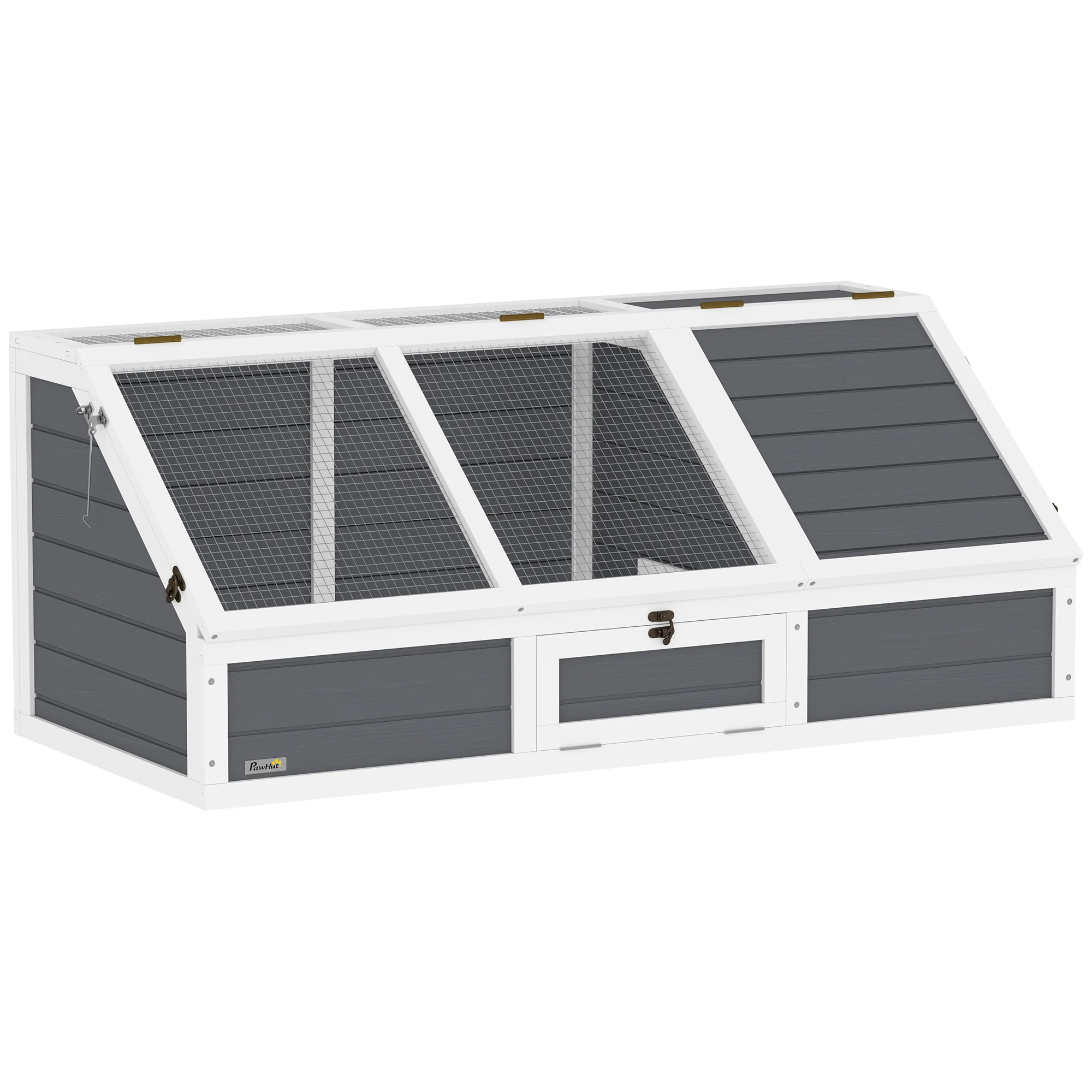 Pawhut Casa Para Tortugas De Madera Sin Base Con Tapas 120x55x50 Cm Gris Claro