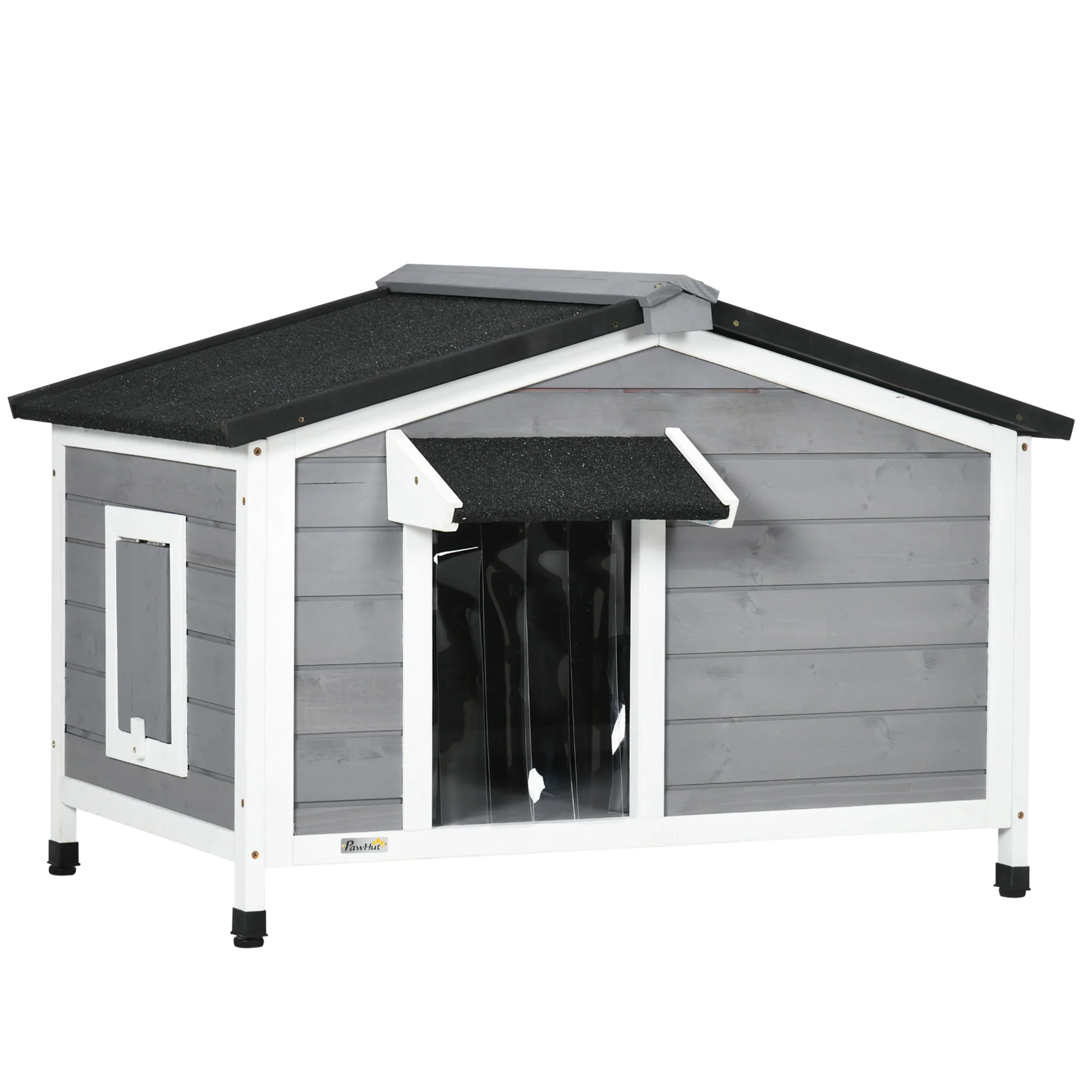 Pawhut Caseta Para Perros De Exterior Con Techo Asfáltico 97x72x65 Cm Gris