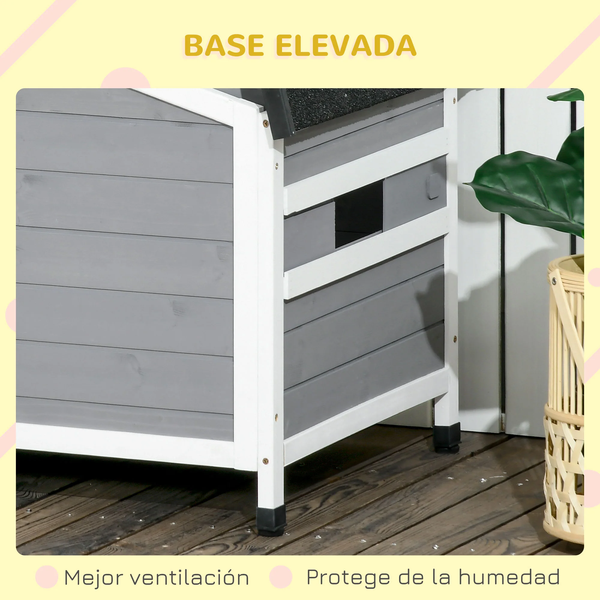 Pawhut Caseta Para Perros De Exterior Con Techo Asfáltico 97x72x65 Cm Gris - Image 4
