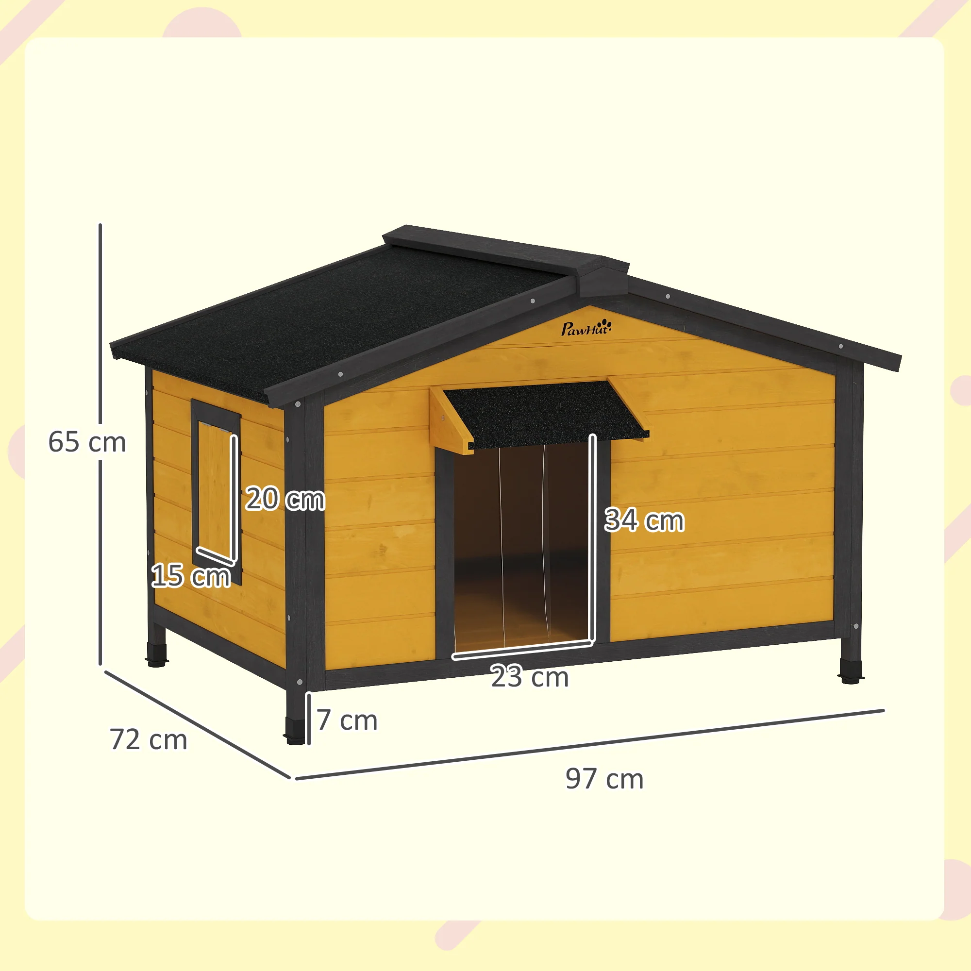 Pawhut Caseta Para Perros Exterior Con Techo Asfáltico 97x72x65cm Madera Natural - Image 3