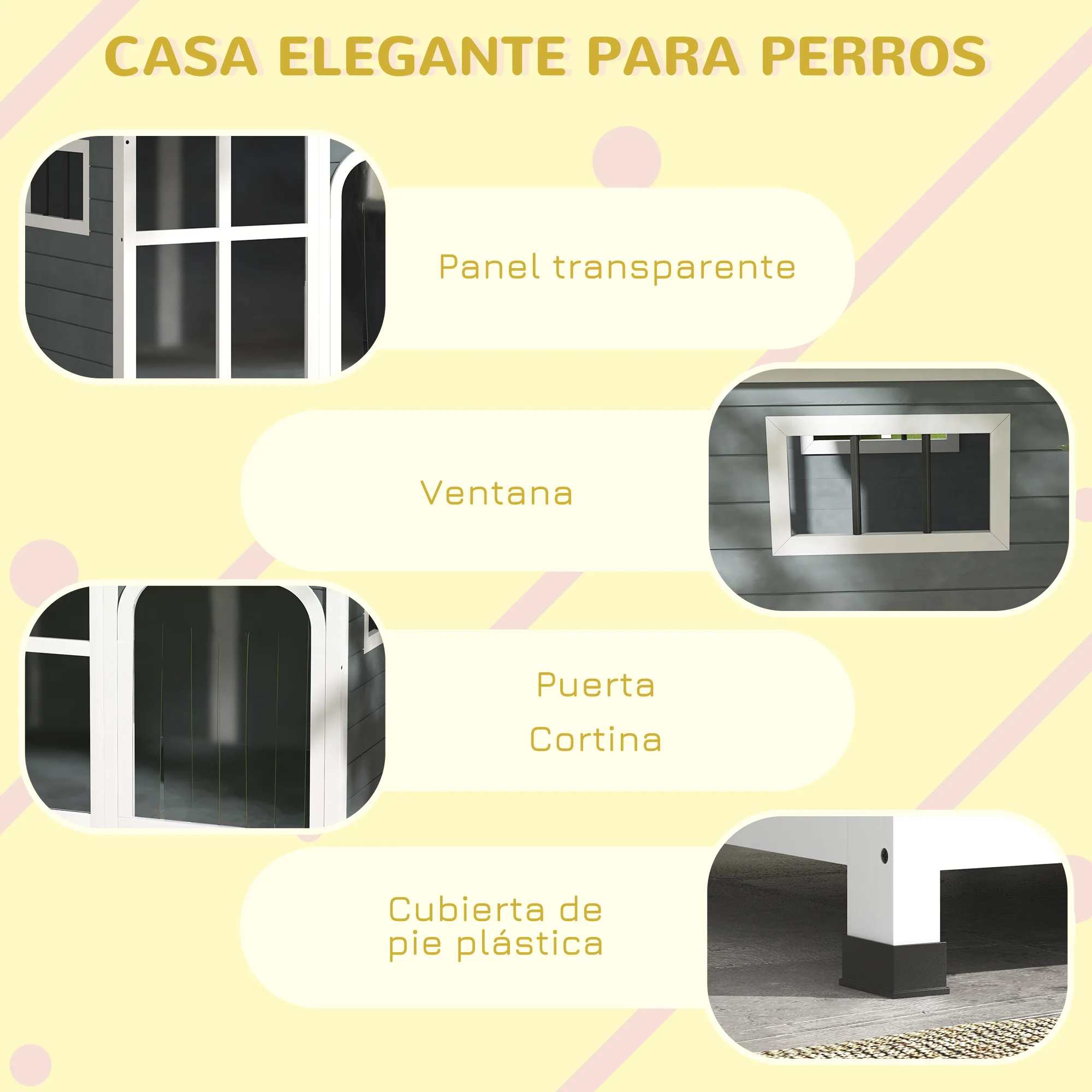 Pawhut Caseta Para Perros Pequeños De Madera 101x66,5x70,5 Cm Gris Oscuro - Image 4