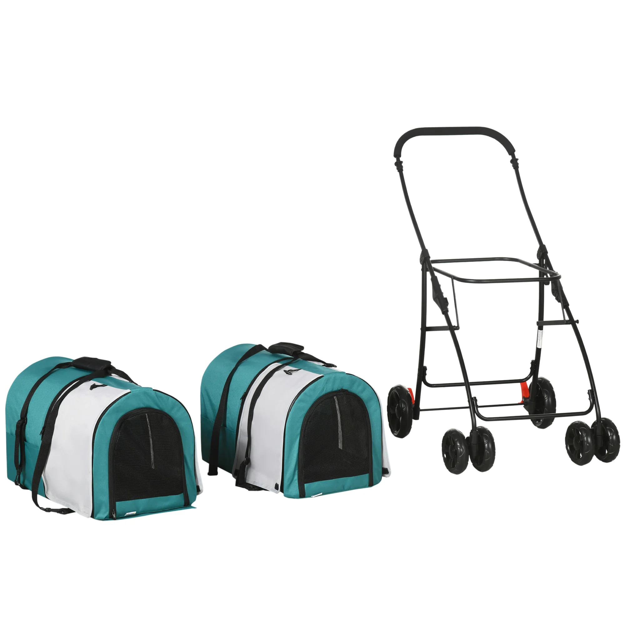 Pawhut Cochecito Doble Para Perros Plegable Con 2 Transportines 66x50x98 Cm - Image 5