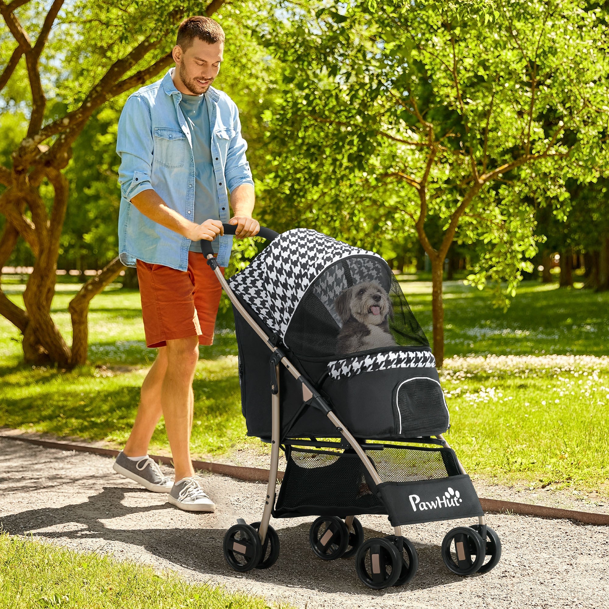 Pawhut Cochecito Para Perros Plegable Con 2 Puertas 80x44,5x97 Cm Negro - Image 2