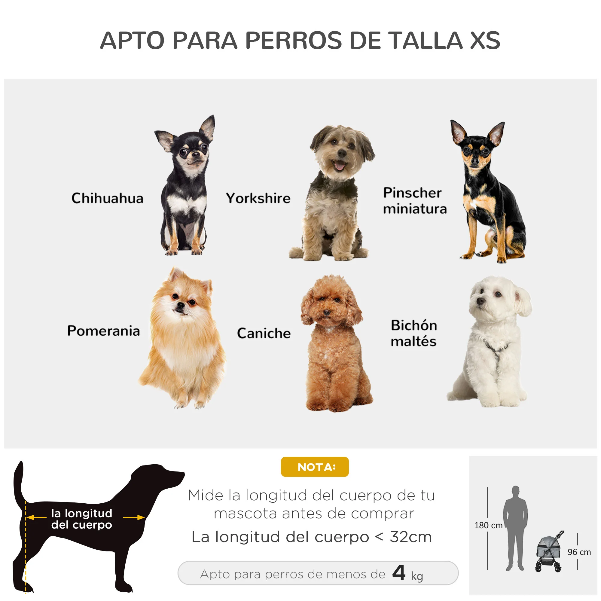 Pawhut Cochecito Para Perros Plegable Con Ruedas Universales 67x45x96 Cm Gris - Image 4