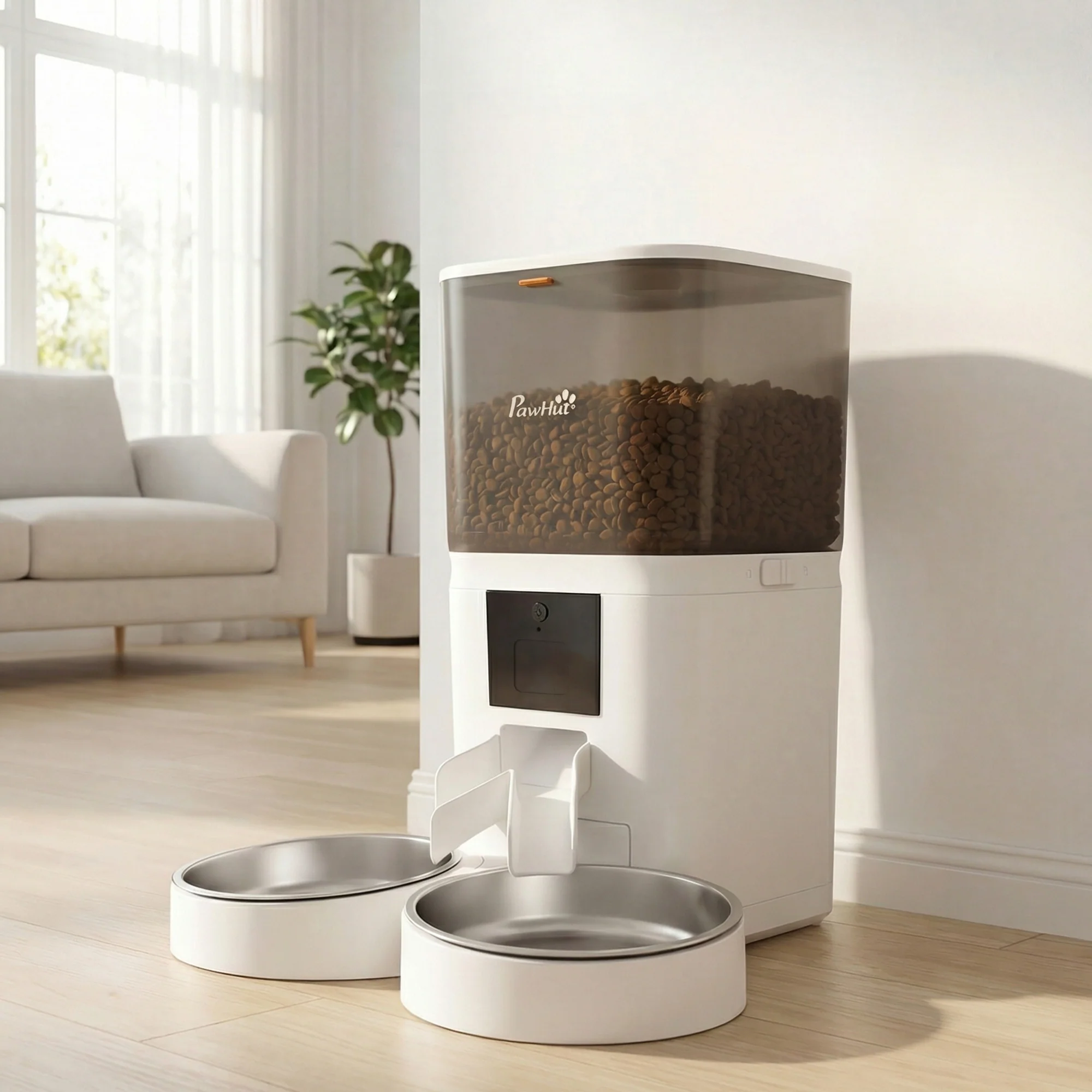 Pawhut Comedero Automático 6l Wifi 2.4g Control App 2 Cuencos Grabadora Voz 10s - Image 2