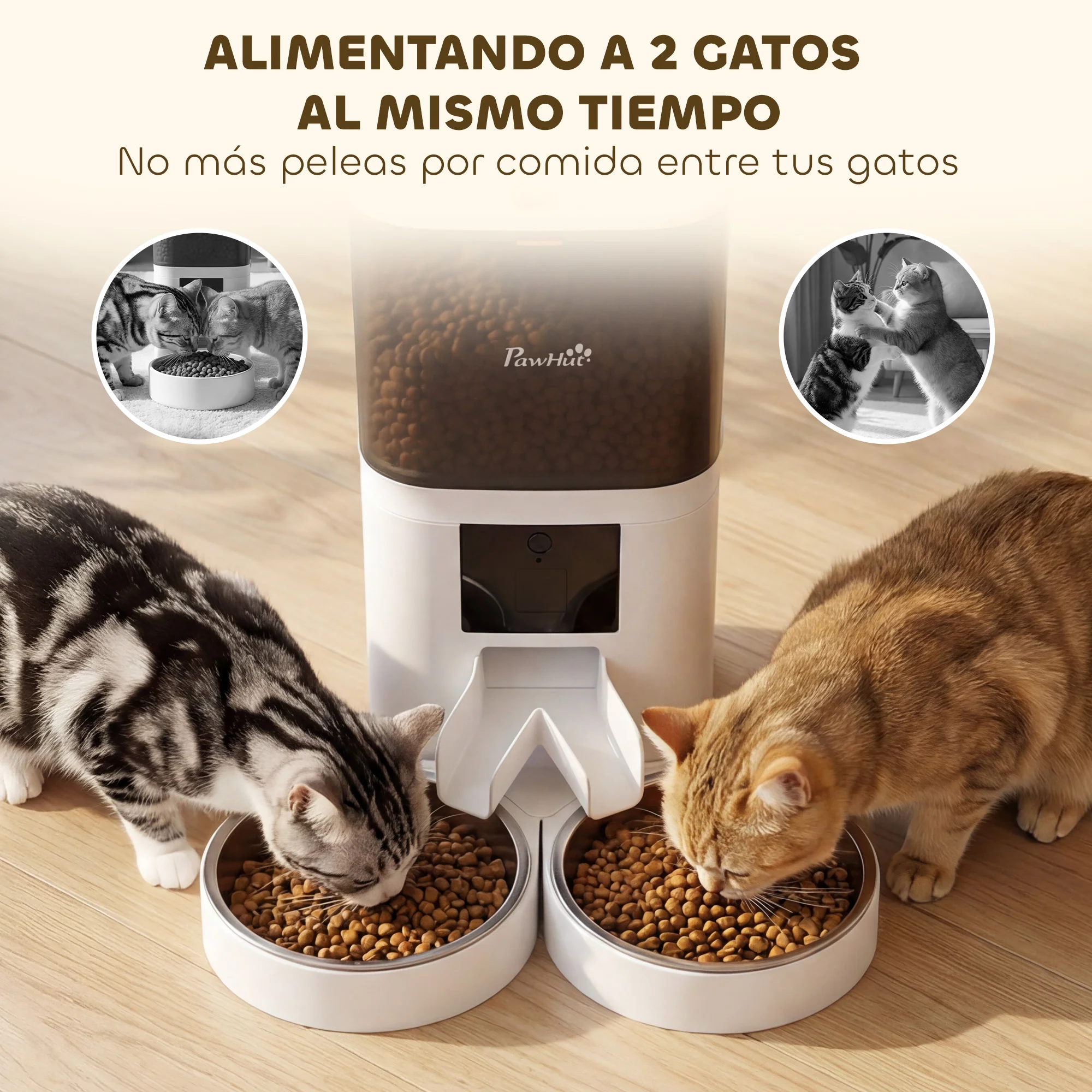 Pawhut Comedero Automático 6l Wifi 2.4g Control App 2 Cuencos Grabadora Voz 10s - Image 6