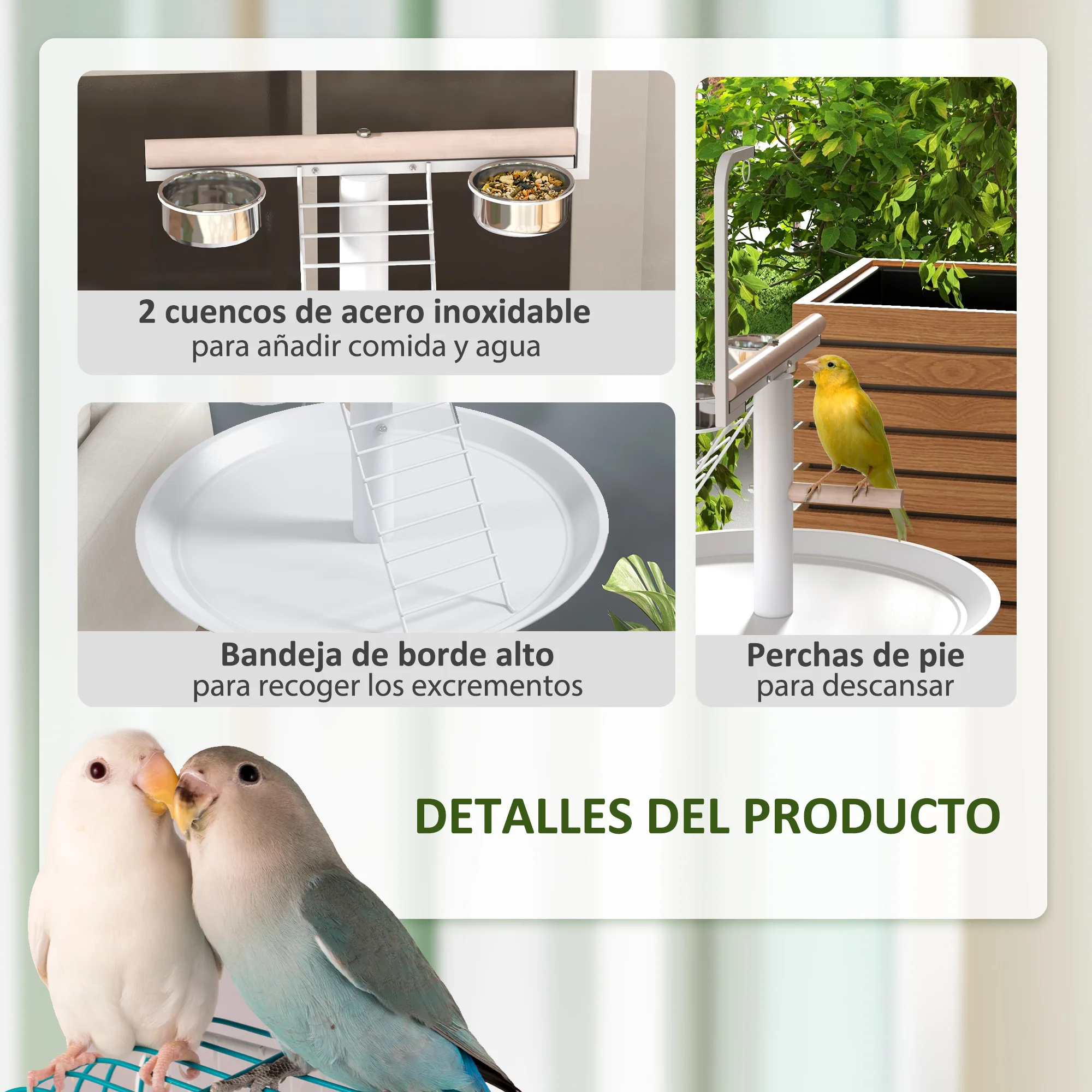 Pawhut Comedero De Pájaros Para Exterior Con Ruedas Ø60x138 Cm Blanco - Image 6