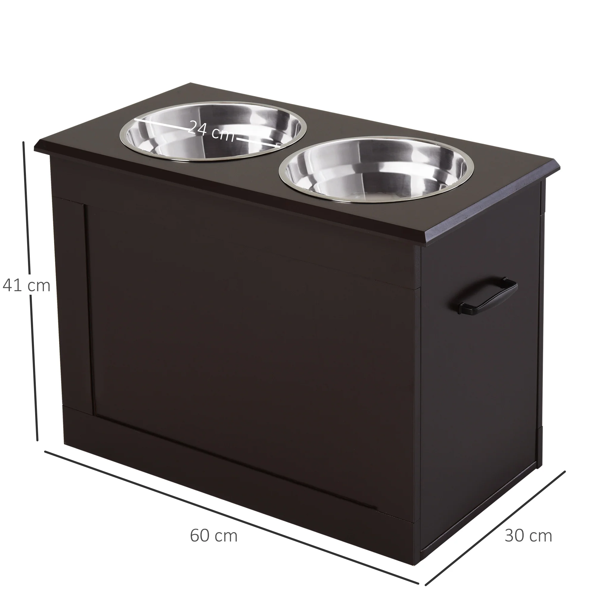 Pawhut Comedero Elevado Para Perros Con 2 Cuencos De Acero Inoxidable Marrón - Image 3