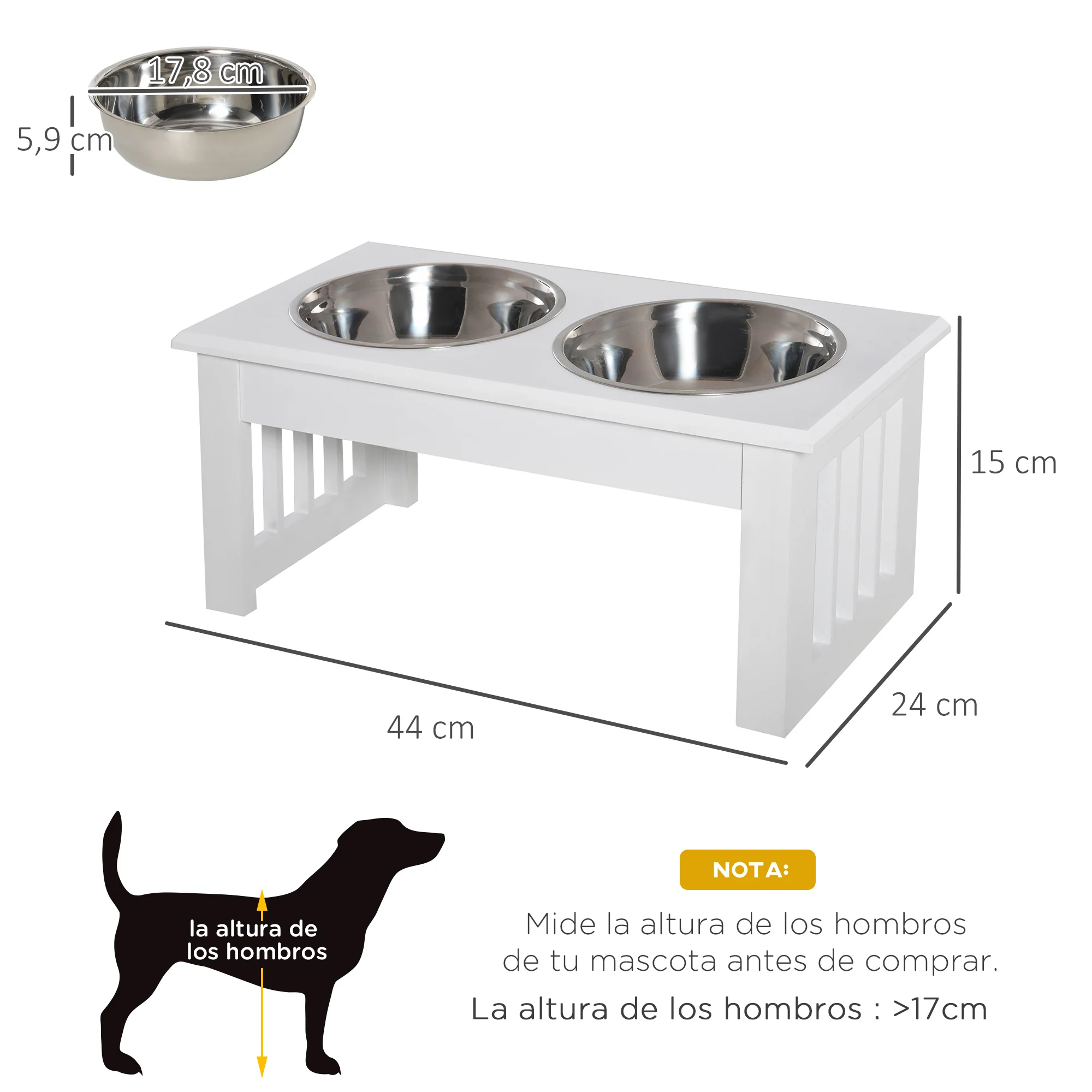 Pawhut Comedero Elevado Para Perros Con 2 Cuencos Extraíbles Y Soporte Acero - Image 3