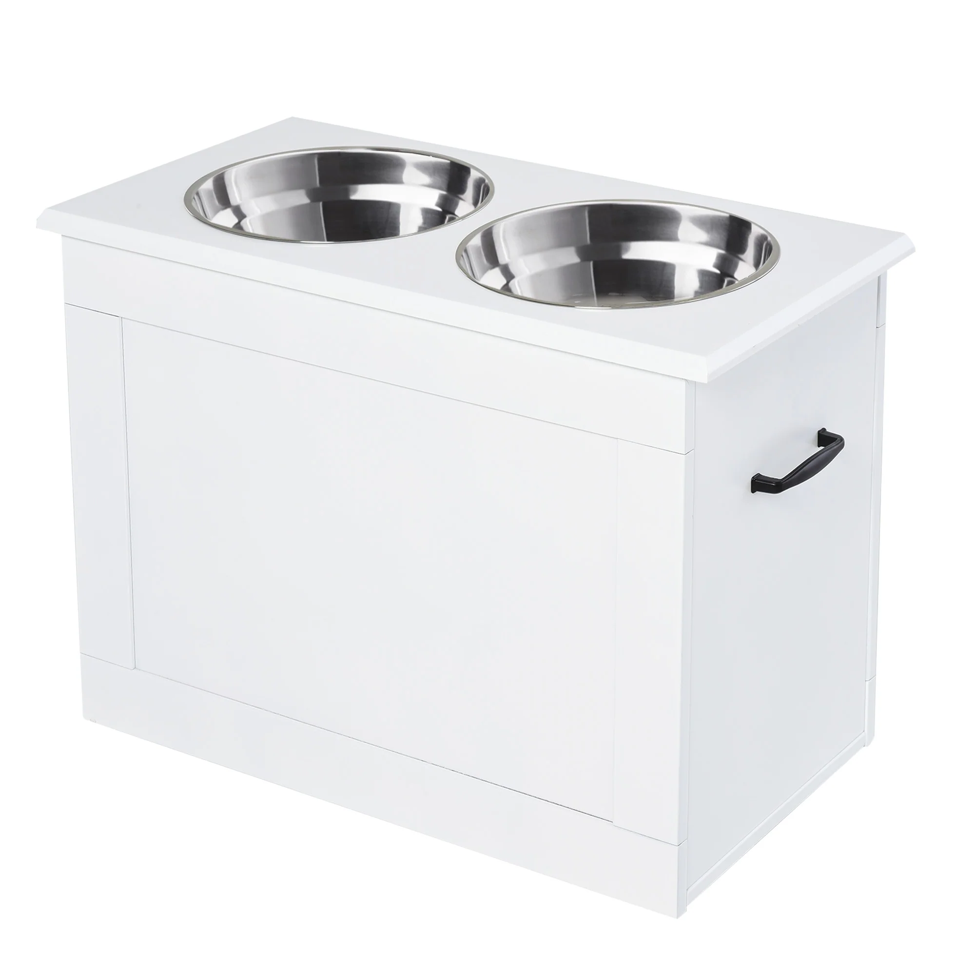 Pawhut Comedero Elevado Para Perros Con 2 Tazones 60x30x41 Cm Blanco