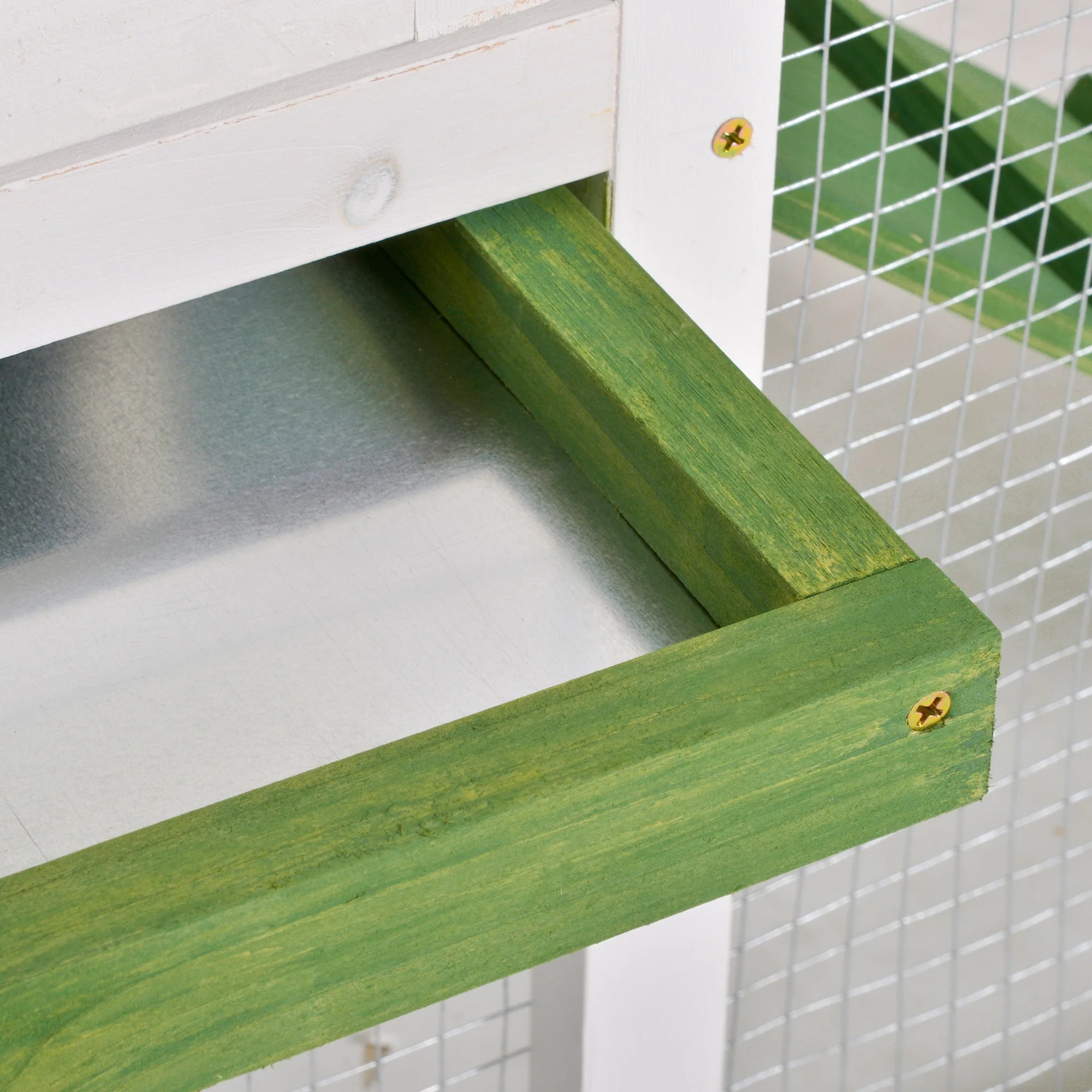 Pawhut Conejera De Madera 120x60x79 Cm Con Techo Asfáltico Verde - Image 4