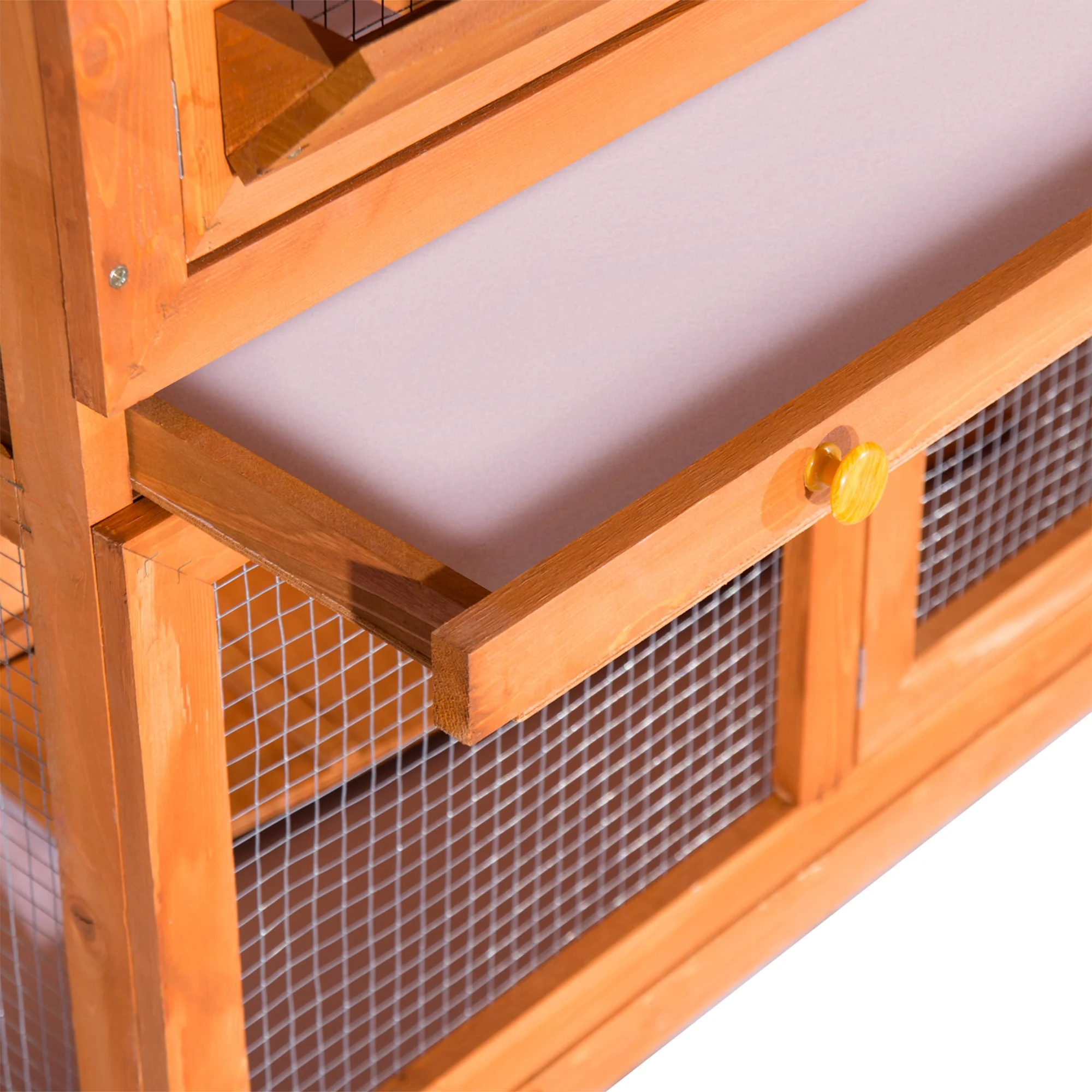 Pawhut Conejera Madera Exterior 2 Pisos Con Techo Abrible Bandejas 120x48x100 Cm - Image 5