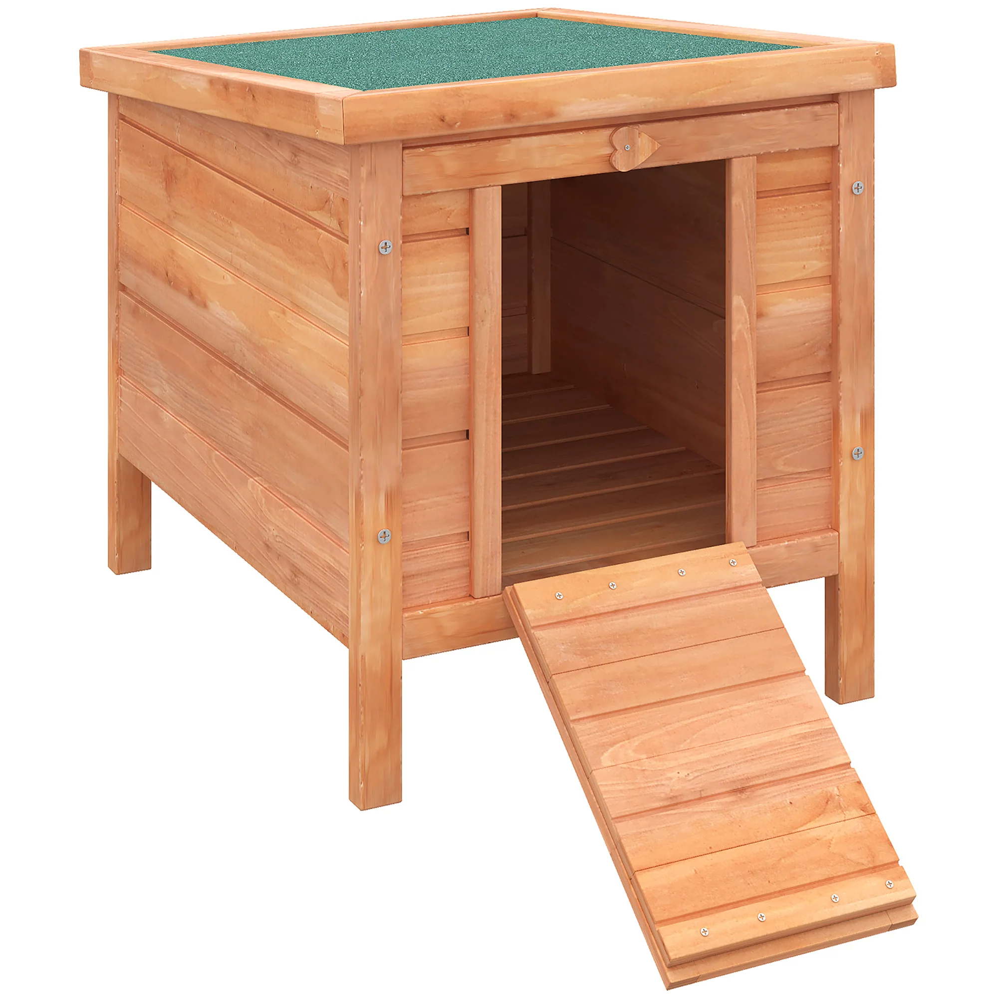 Pawhut Conejera Madera Exterior Con Techo Asfáltico Abatible 42x51x43 Cm Natural