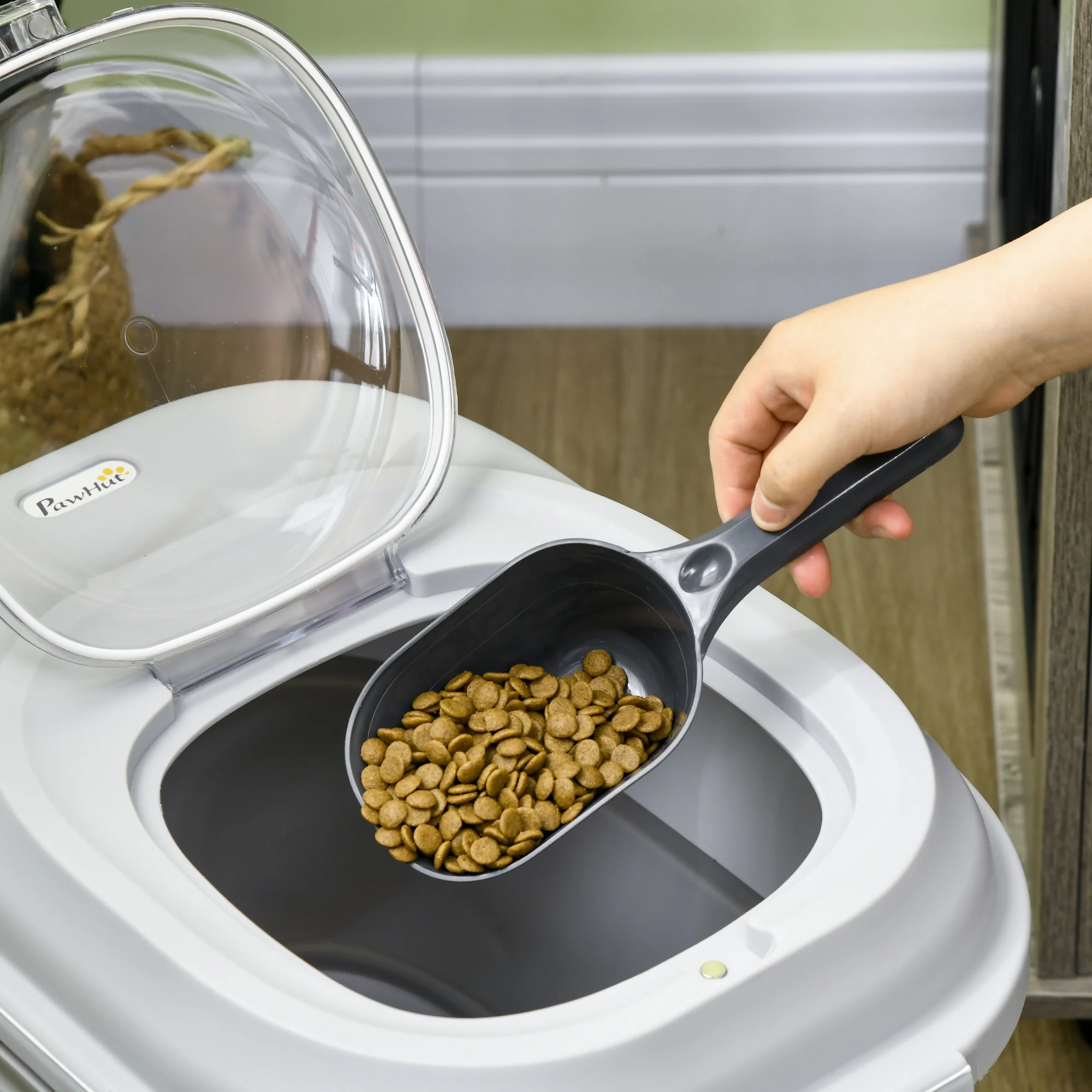 Pawhut Conjunto 1 Comedero Elevado Para Perros Y 1 Contenedor De Comida Blanco - Image 4