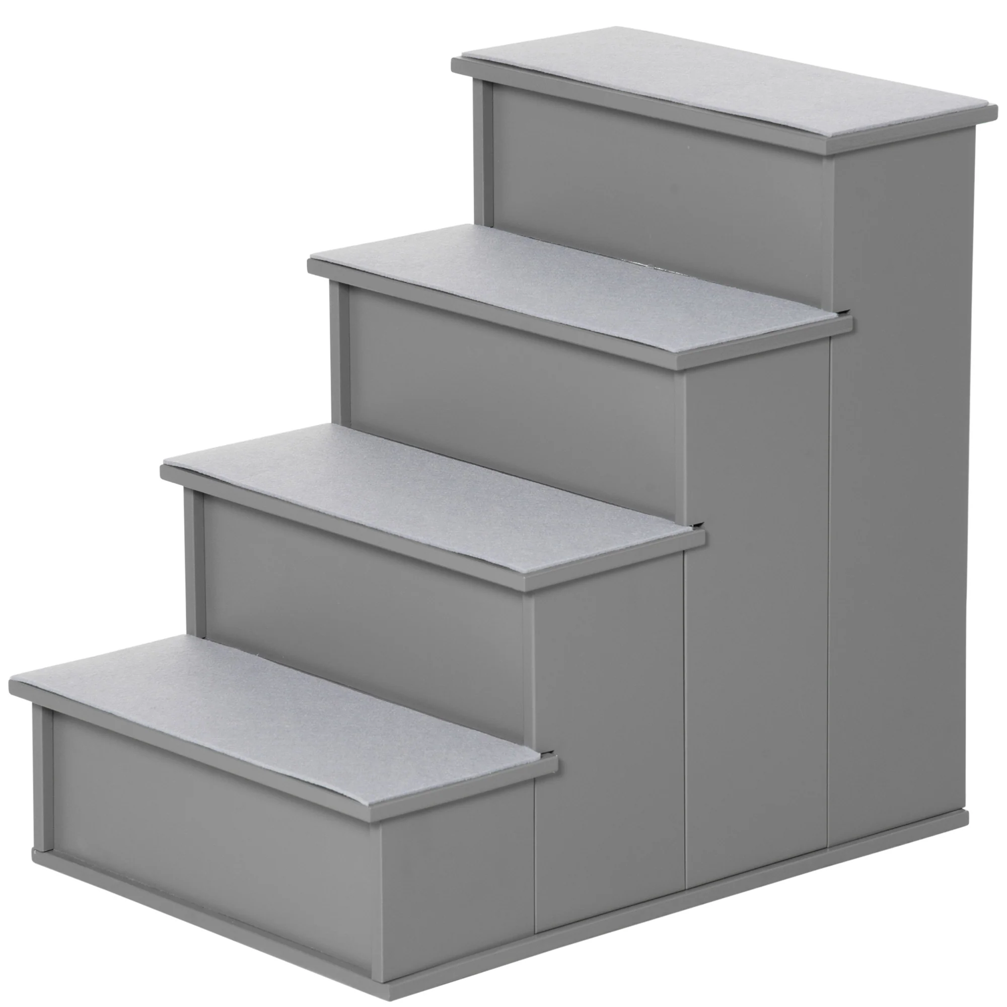 Pawhut Escalera Para Perros De 4 Peldaños Con Acolchados 40x59x54,2 Cm Gris